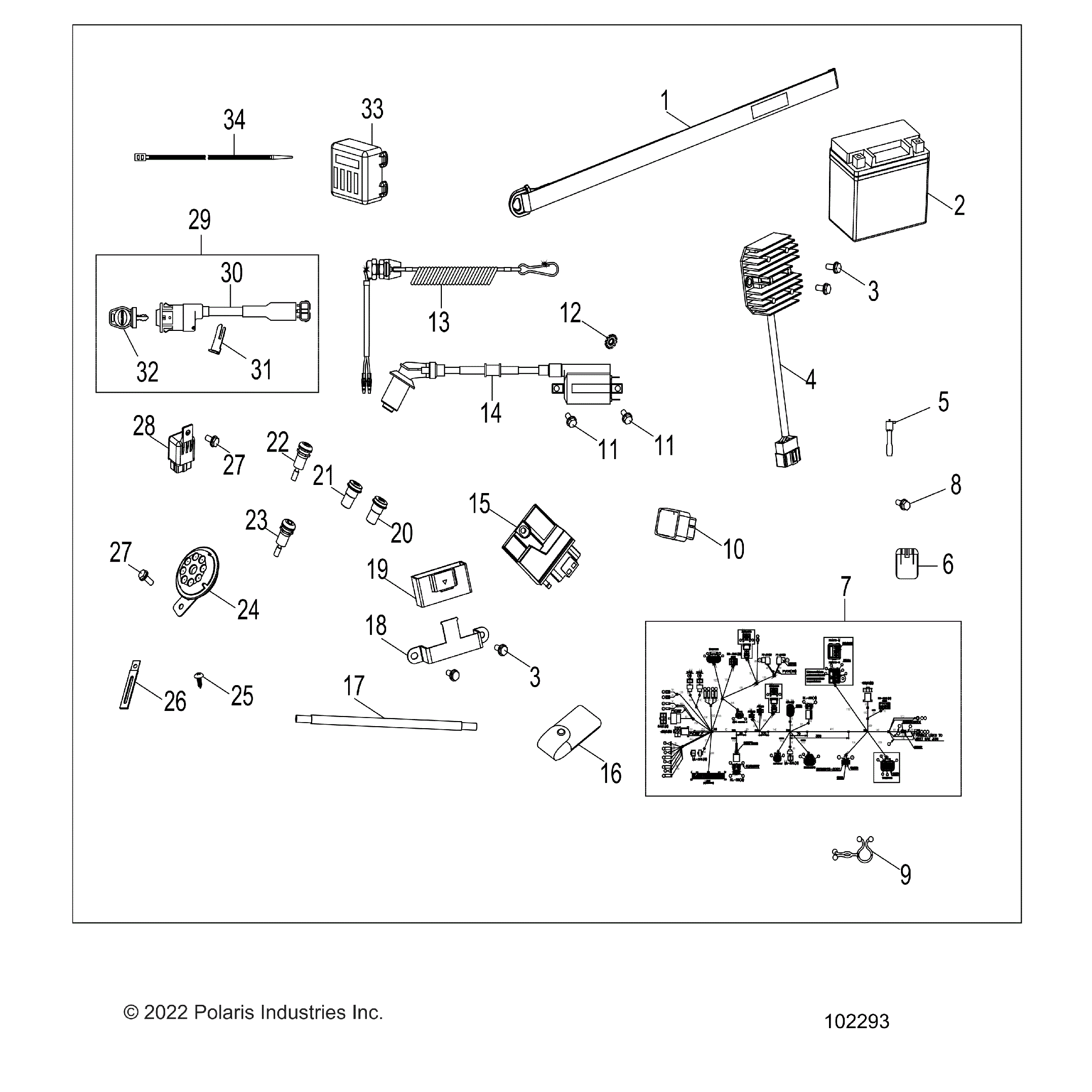 An Image of a Genuine Polaris Parts Schematic Diagram showing the schematic - ELECTRICAL: SWITCHES HARNESS and INDICATORS - 2026 POLARIS SPORTSMAN 110