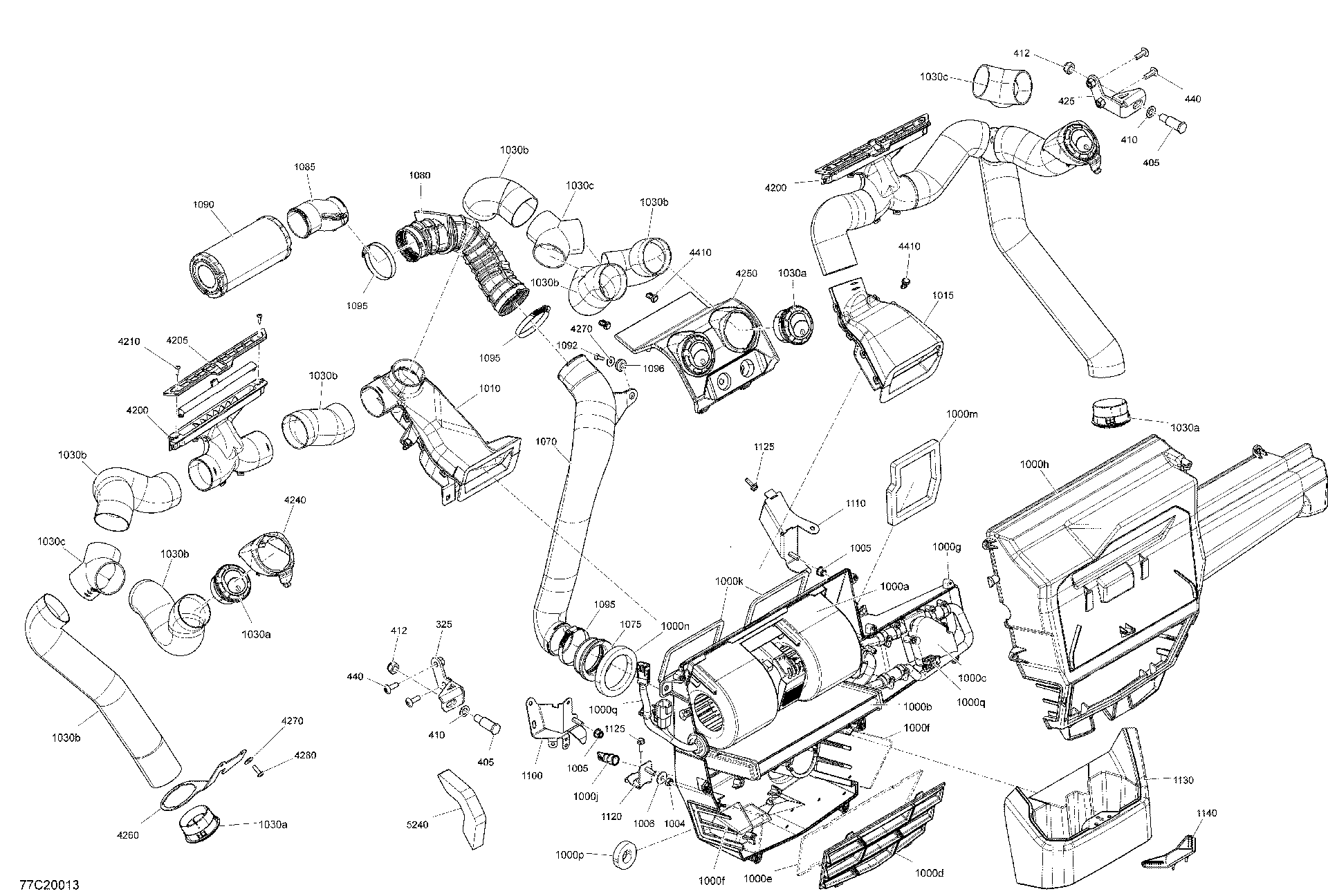 An Image of a Genuine Can-Am Parts Schematic Diagram showing the schematic - CAB - HEATER SYSTEM