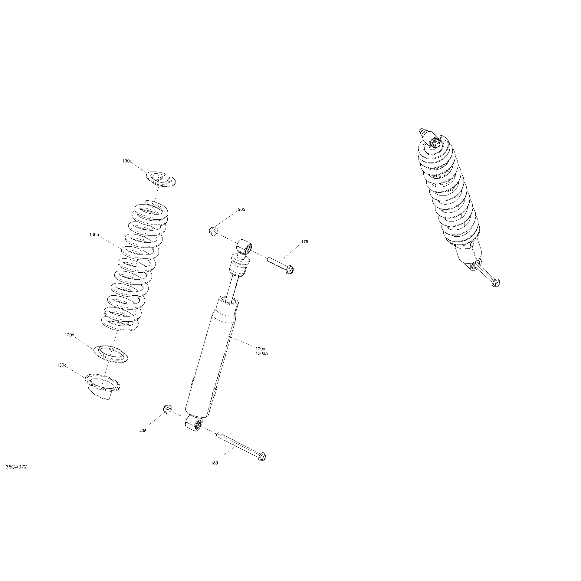 An Image of a Genuine Can-Am Parts Schematic Diagram showing the schematic - SUSPENSION - REAR SHOCKS