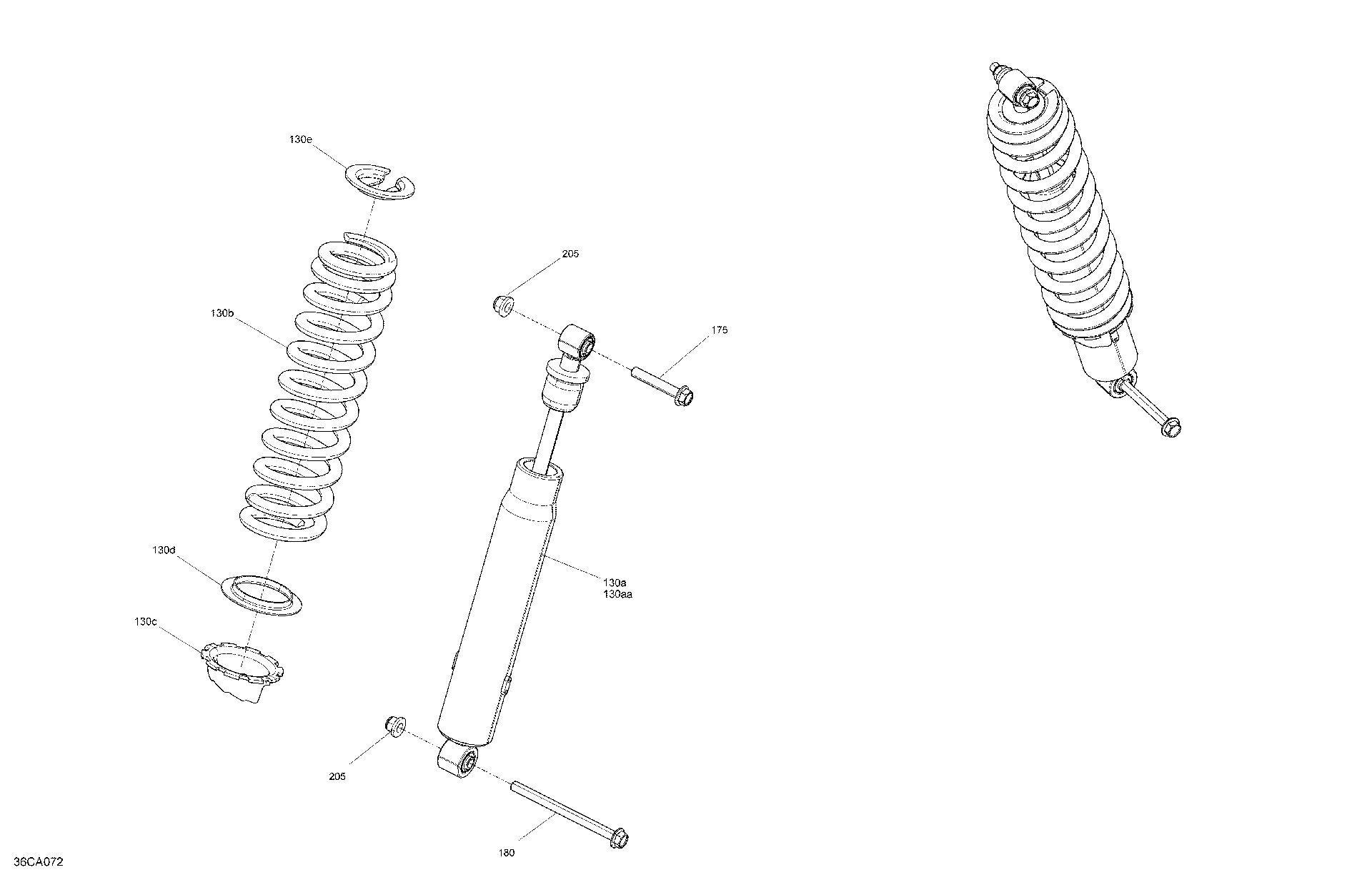 An Image of a Genuine Can-Am Parts Schematic Diagram showing the schematic - SUSPENSION - REAR SHOCKS