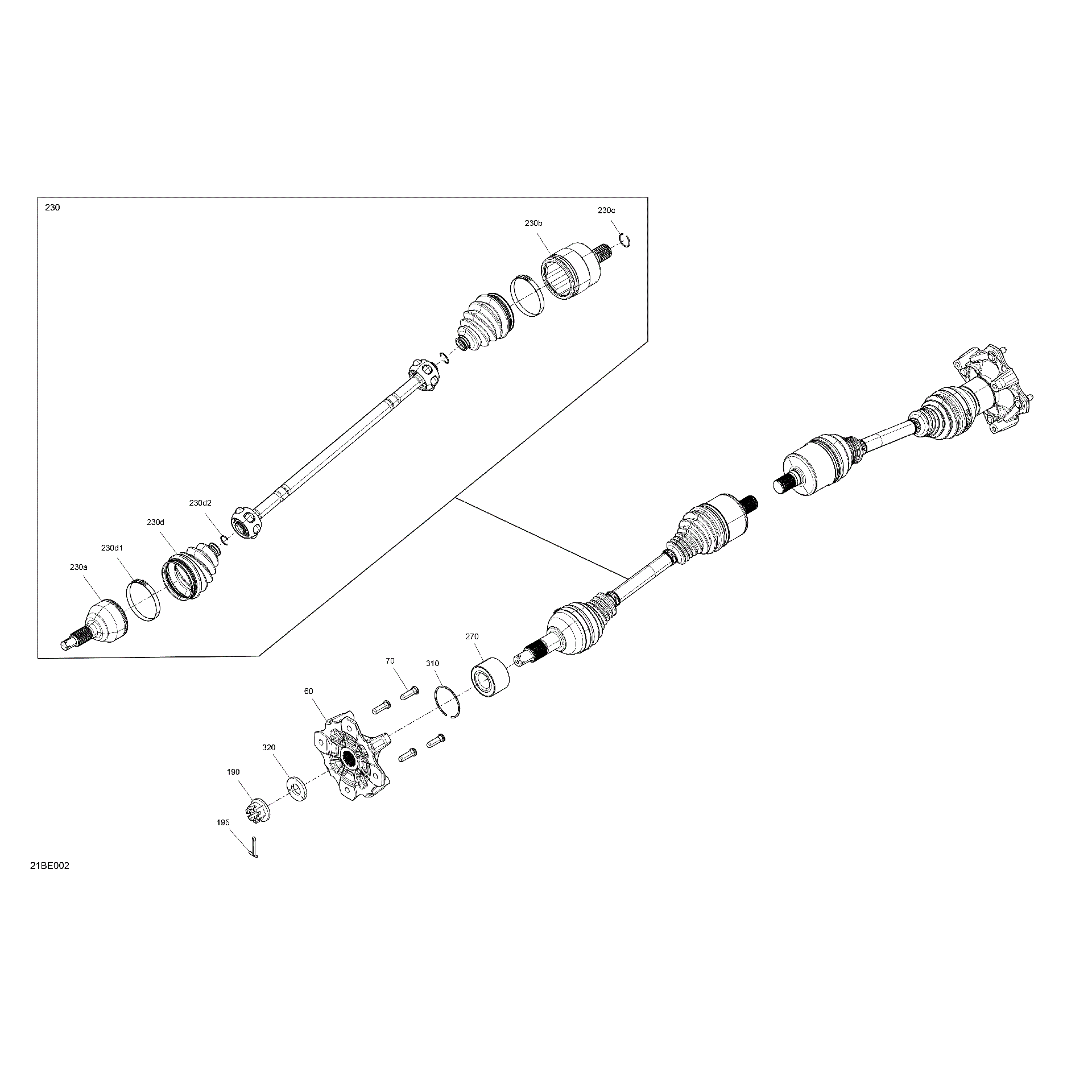 An Image of a Genuine Can-Am Parts Schematic Diagram showing the schematic - DRIVE - REAR - COMMON PARTS