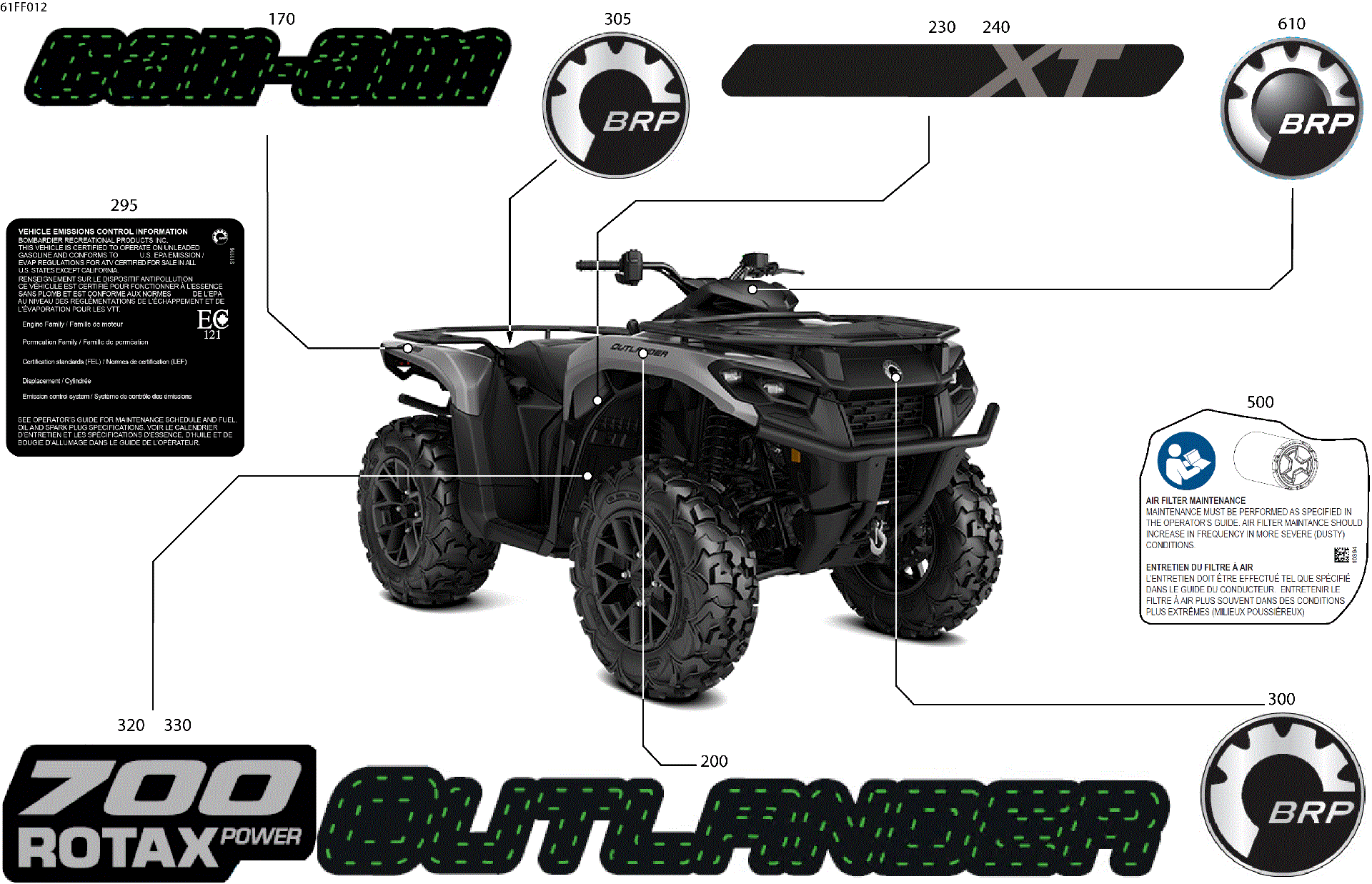 An Image of a Genuine Can-Am Parts Schematic Diagram showing the schematic - BODY - FEATURE DECALS