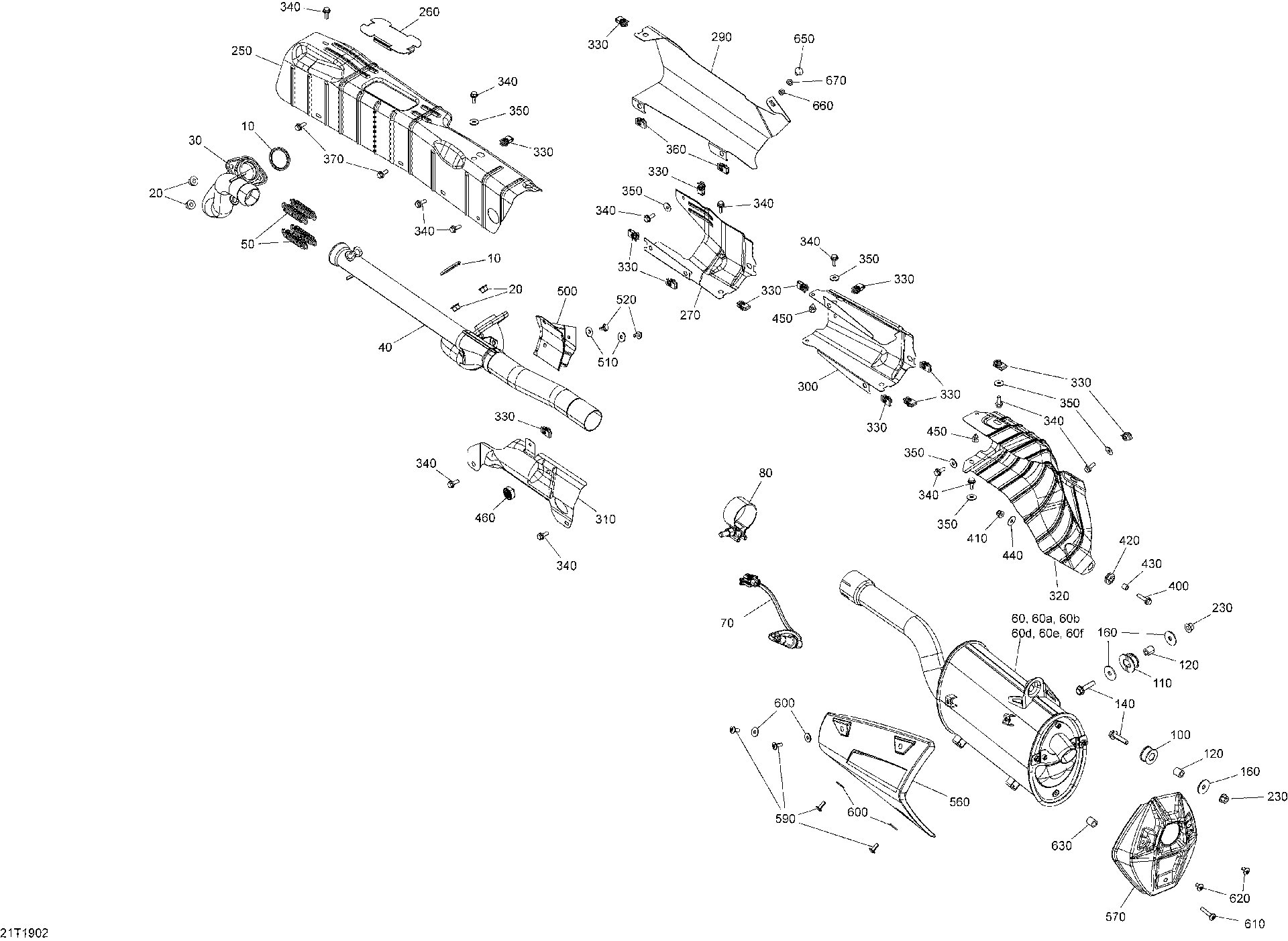 An Image of a Genuine Can-Am Parts Schematic Diagram showing the schematic - EXHAUST - 1000R EFI