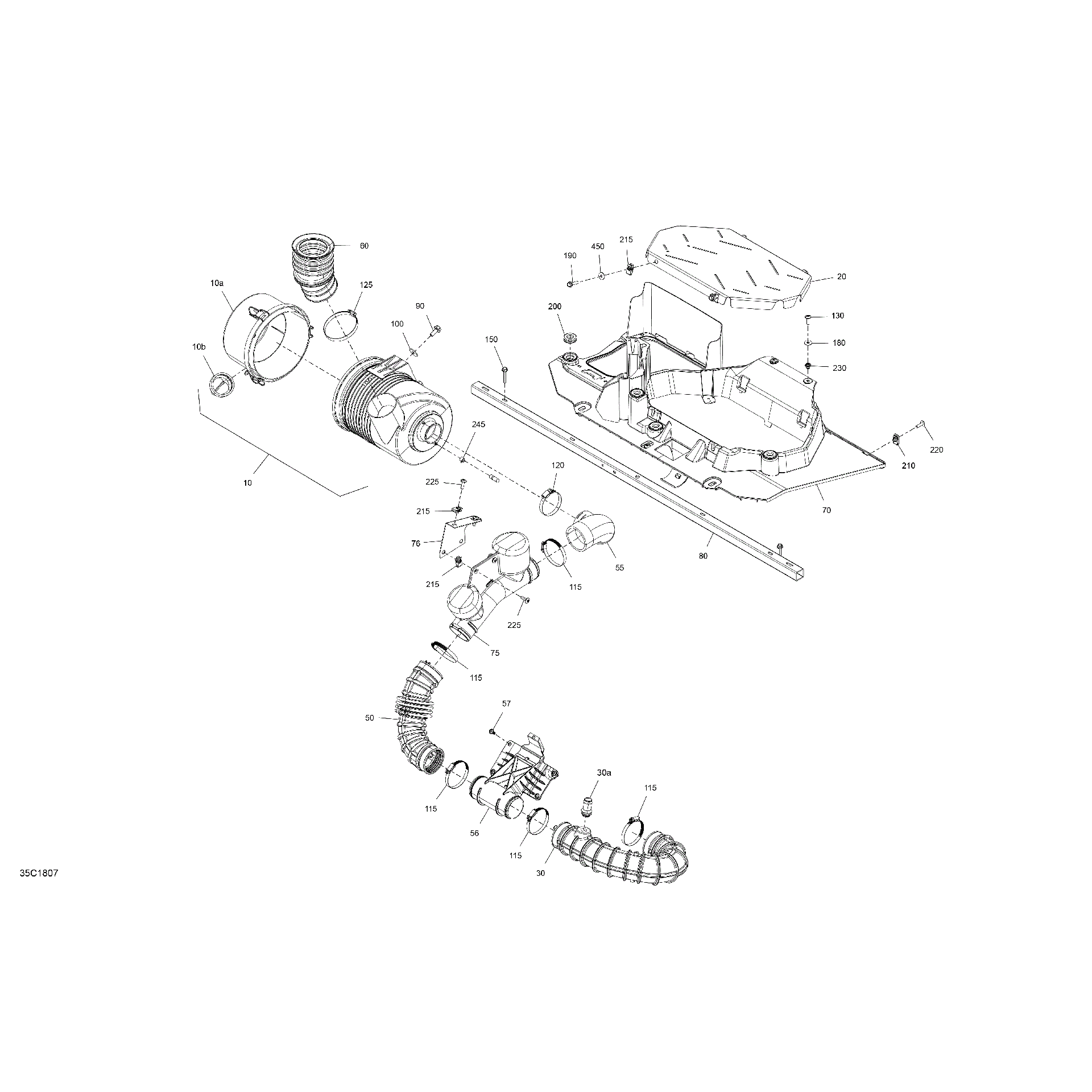 An Image of a Genuine Can-Am Parts Schematic Diagram showing the schematic - AIR INTAKE