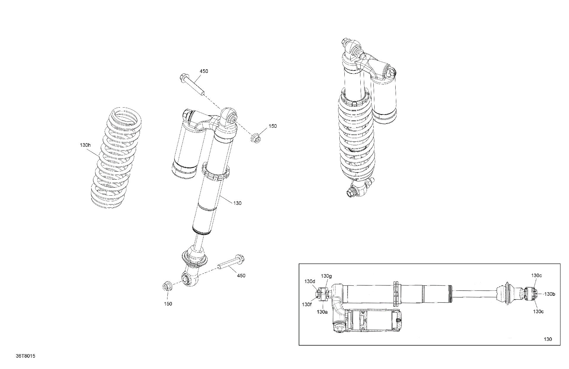 An Image of a Genuine Can-Am Parts Schematic Diagram showing the schematic - SUSPENSION - REAR SHOCKS