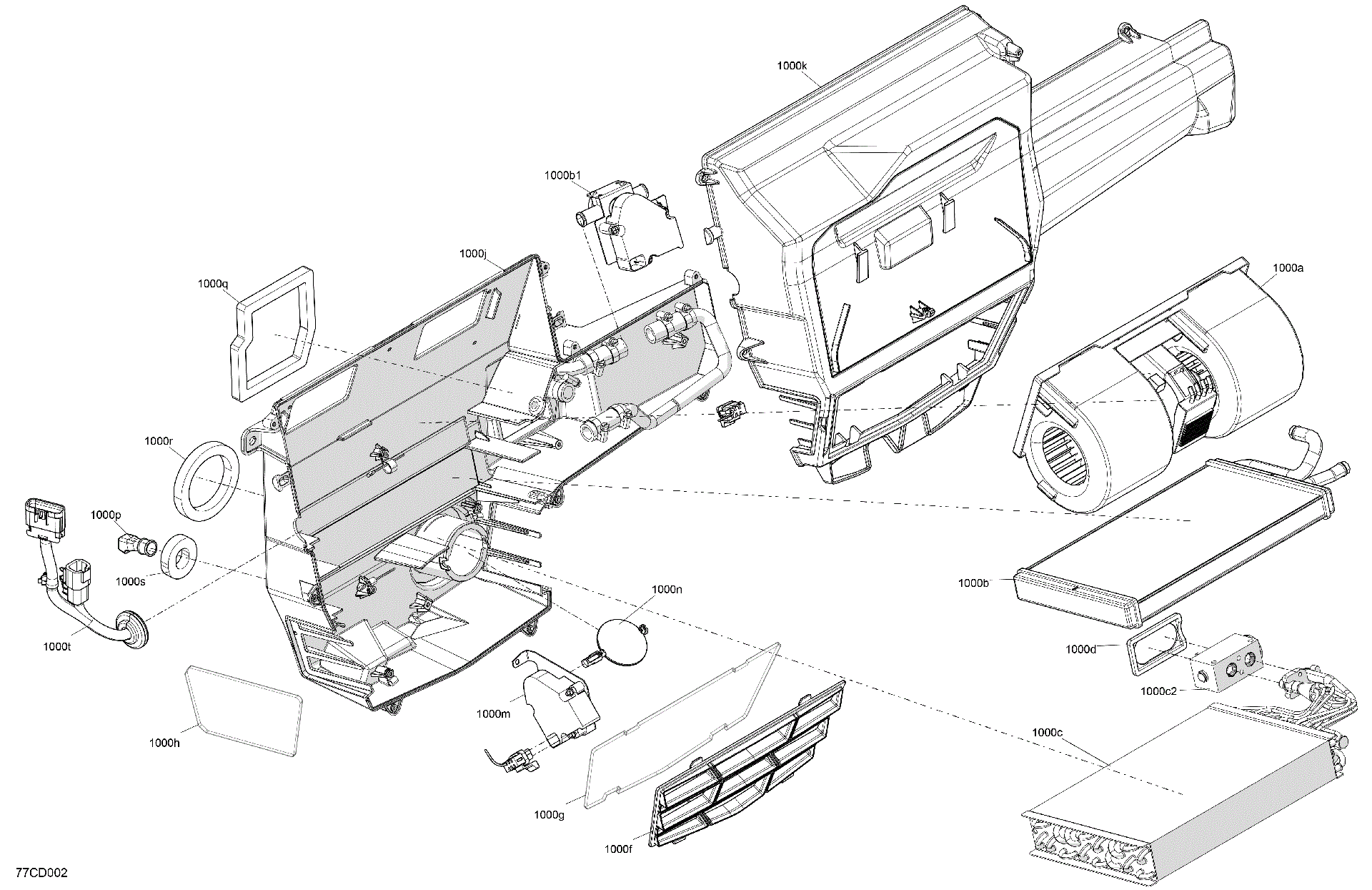 An Image of a Genuine Can-Am Parts Schematic Diagram showing the schematic - ENCLOSURE CAB - AIR CONDITIONING UNIT