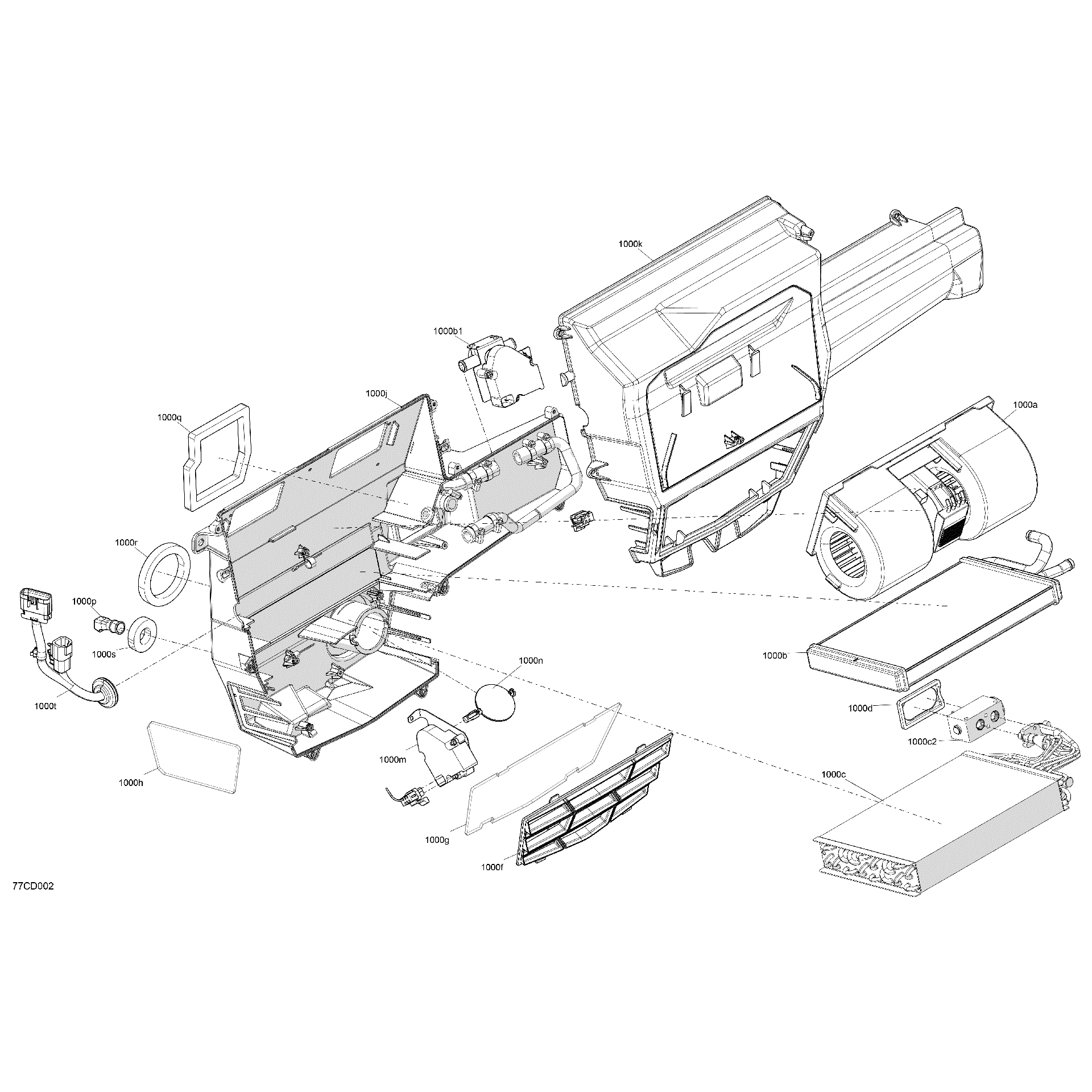An Image of a Genuine Can-Am Parts Schematic Diagram showing the schematic - ENCLOSURE CAB - AIR CONDITIONING UNIT