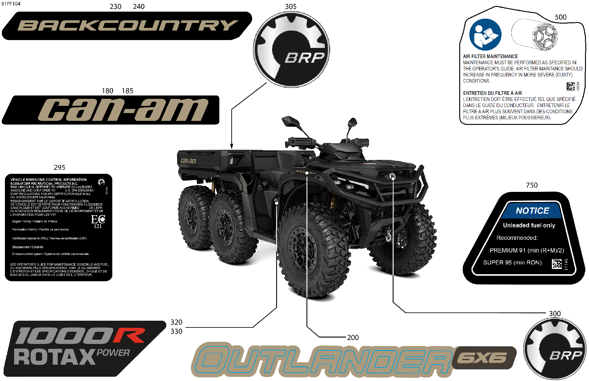 An Image of a Genuine Can-Am Parts Schematic Diagram showing the schematic - BODY - FEATURE DECALS