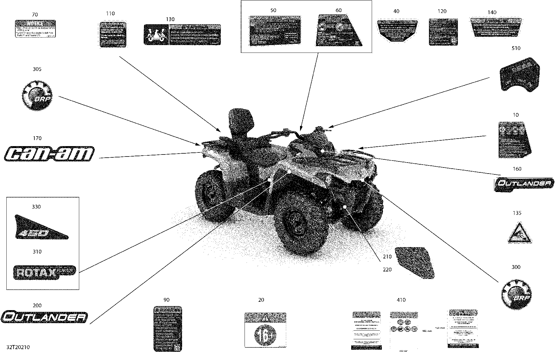 An Image of a Genuine Can-Am Parts Schematic Diagram showing the schematic - DECALS - STD