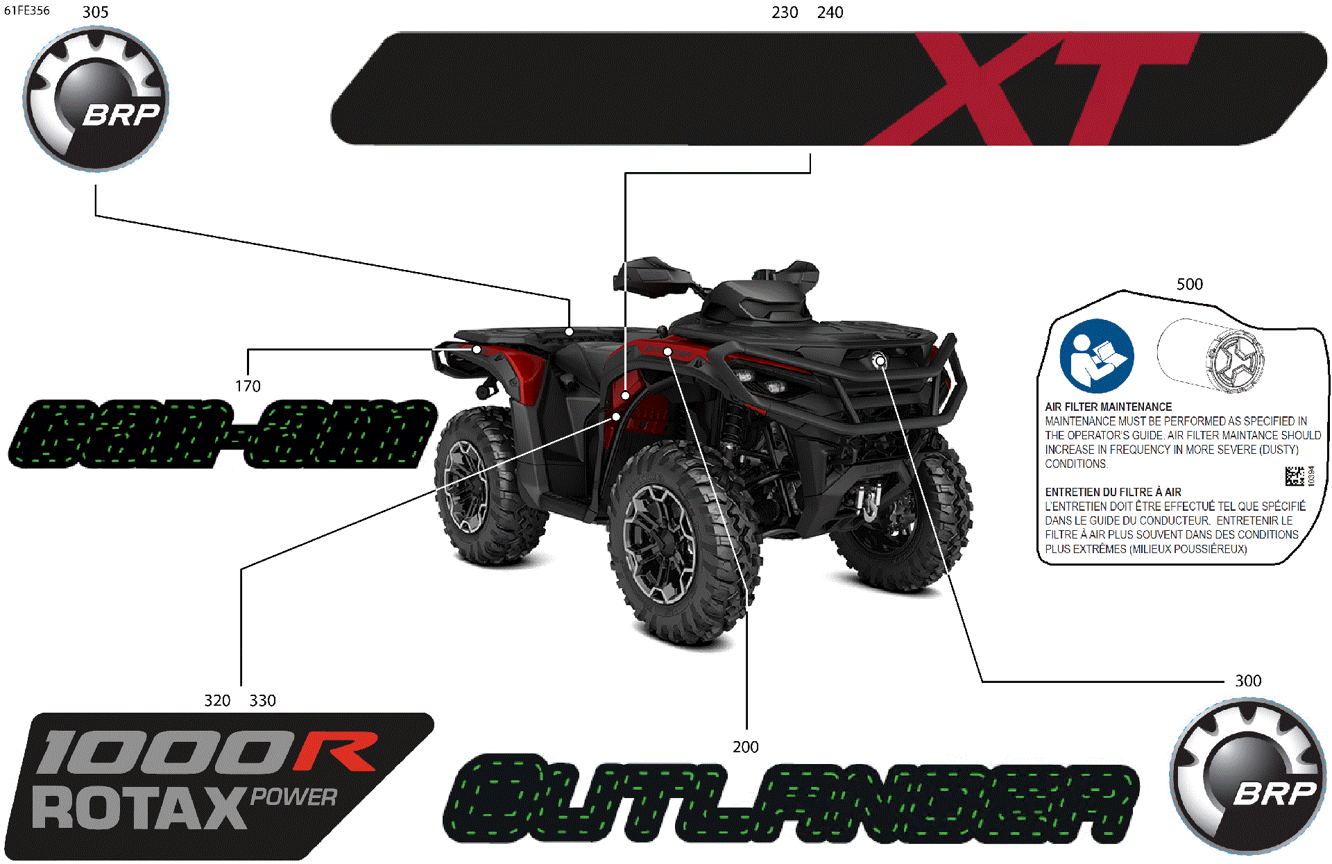 An Image of a Genuine Can-Am Parts Schematic Diagram showing the schematic - BODY - FEATURE DECALS