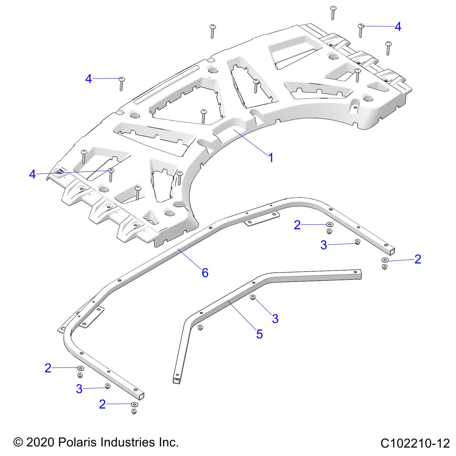 An Image of a Genuine Polaris Parts Schematic Diagram showing the schematic - BODY: REAR RACK - 2023 POLARIS SPORTSMAN 850 HIGH LIFTER