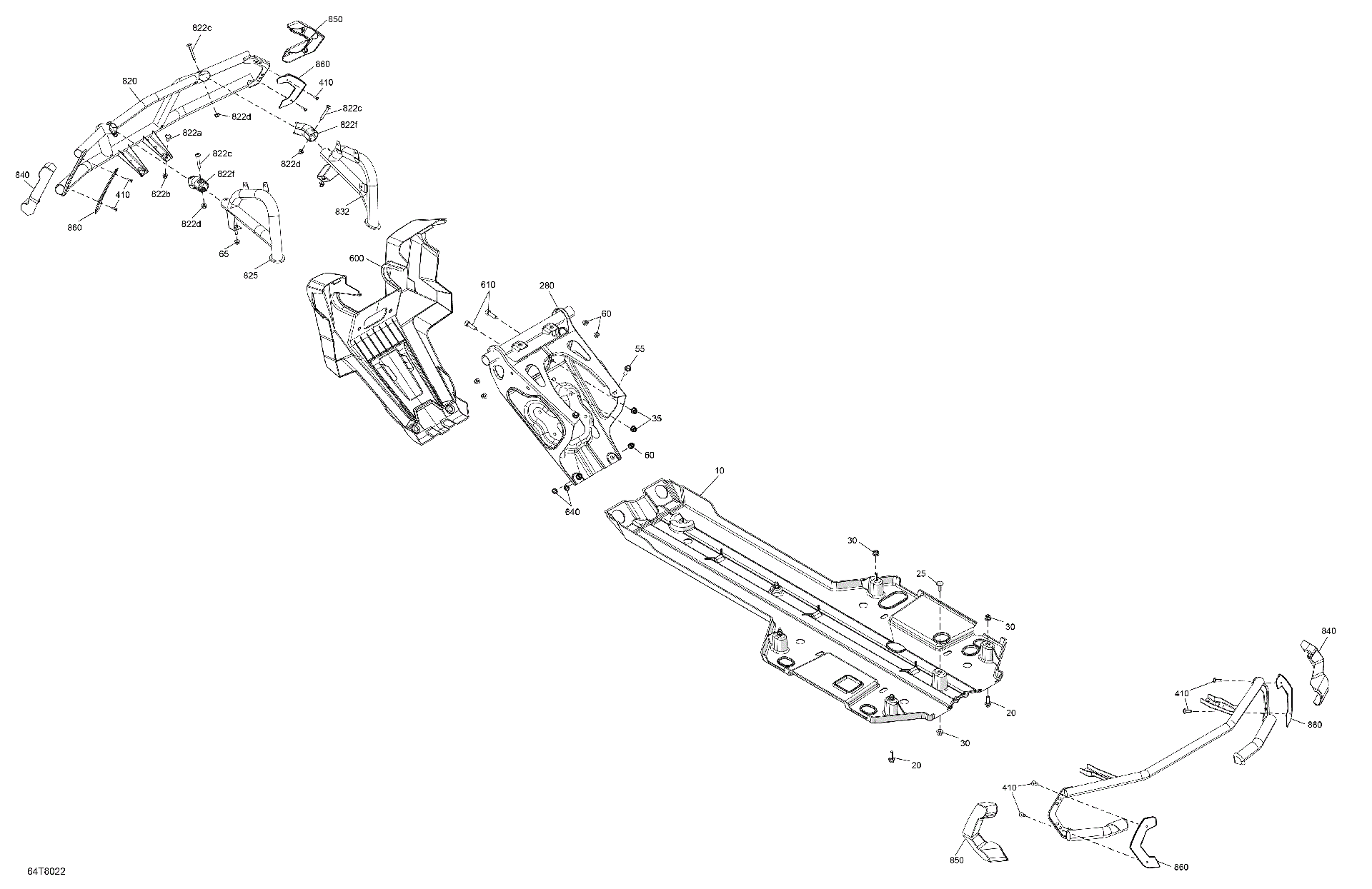 An Image of a Genuine Can-Am Parts Schematic Diagram showing the schematic - BODY - SKID PLATE AND BUMPER