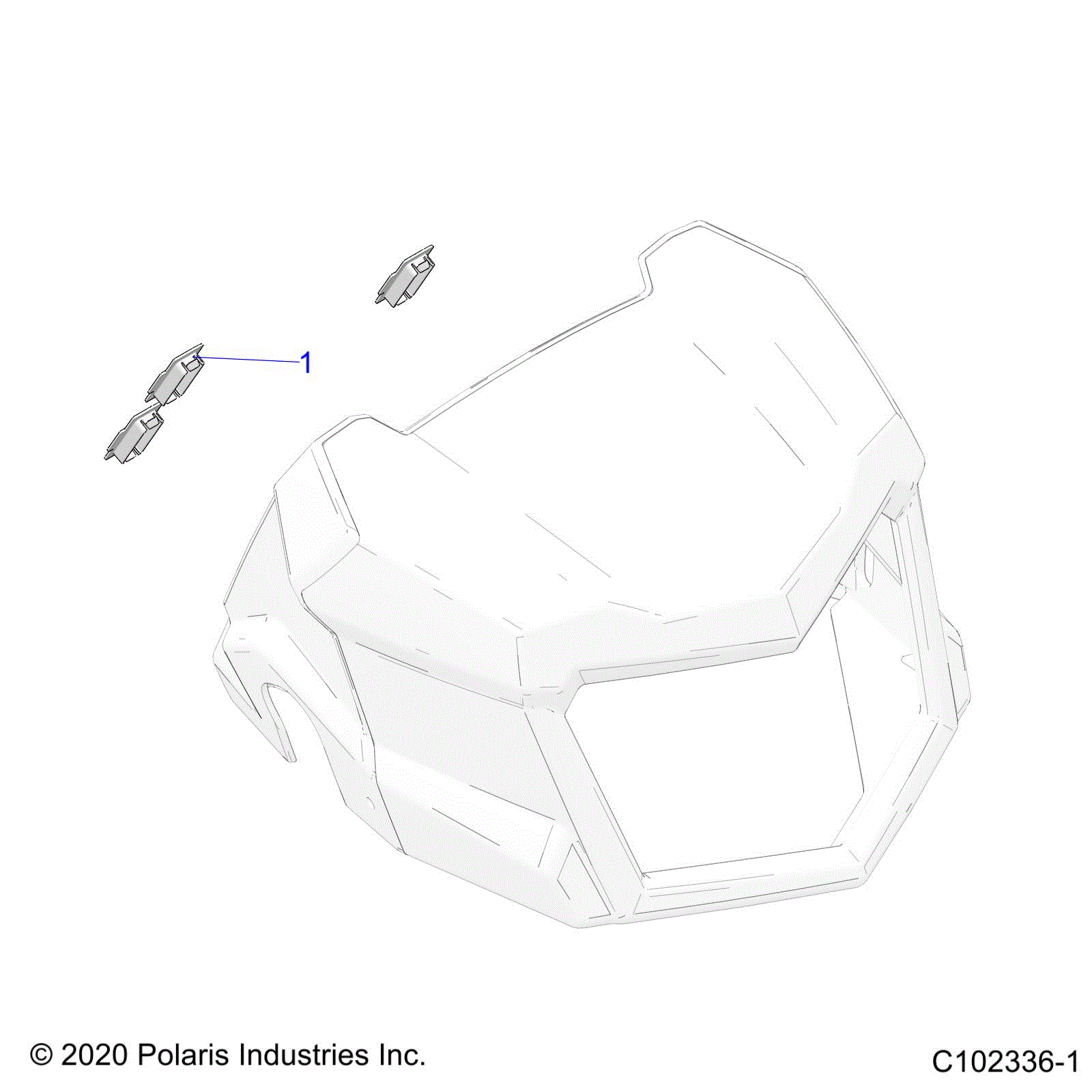 An Image of a Genuine Polaris Parts Schematic Diagram showing the schematic - BODY: HEADLIGHT POD PLUGS - 2025 POLARIS SPORTSMAN XP 1000 HUNTER EDITION