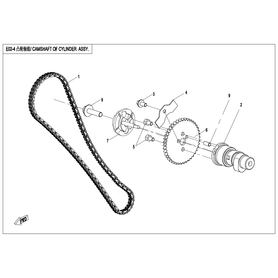 An Image of a genuine CFMOTO Parts Schematic Diagram showing the group - CAMSHAFT ASSY. - 2020 CFMOTO CFORCE 400