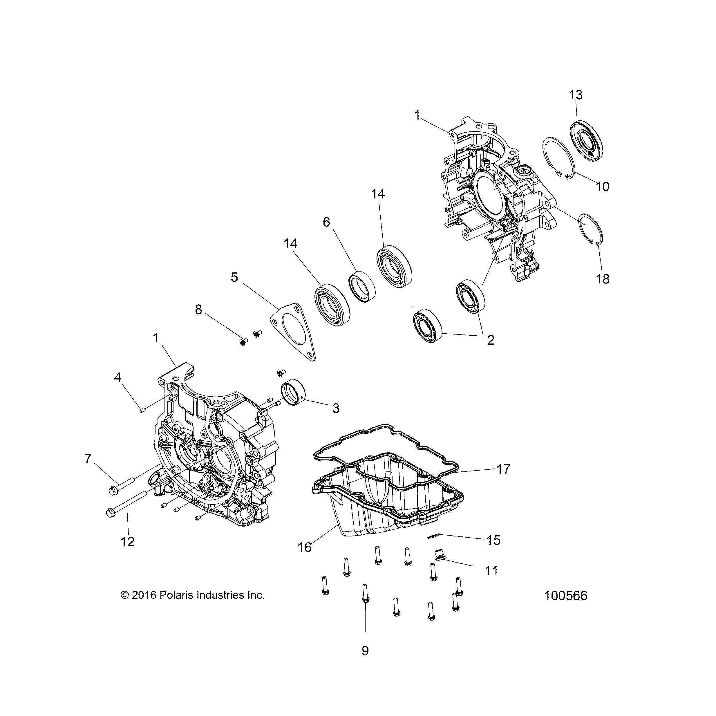 An Image of a Genuine Polaris Parts Schematic Diagram showing the schematic - ENGINE: CRANKCASE - 2019 POLARIS SPORTSMAN 450 HO