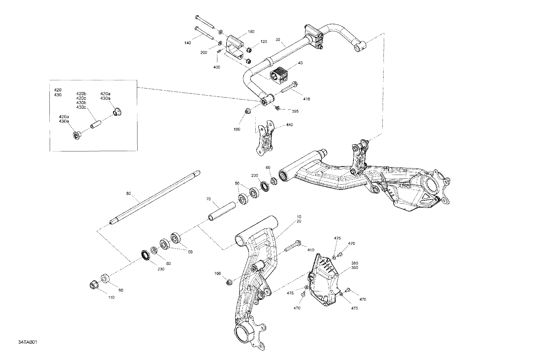 An Image of a Genuine Can-Am Parts Schematic Diagram showing the schematic - SUSPENSION - REAR