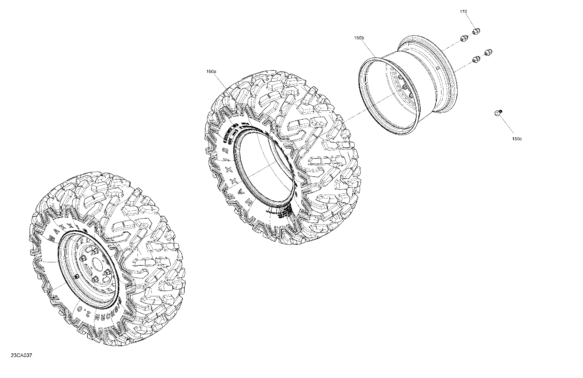 An Image of a Genuine Can-Am Parts Schematic Diagram showing the schematic - DRIVE - REAR WHEELS - BASE