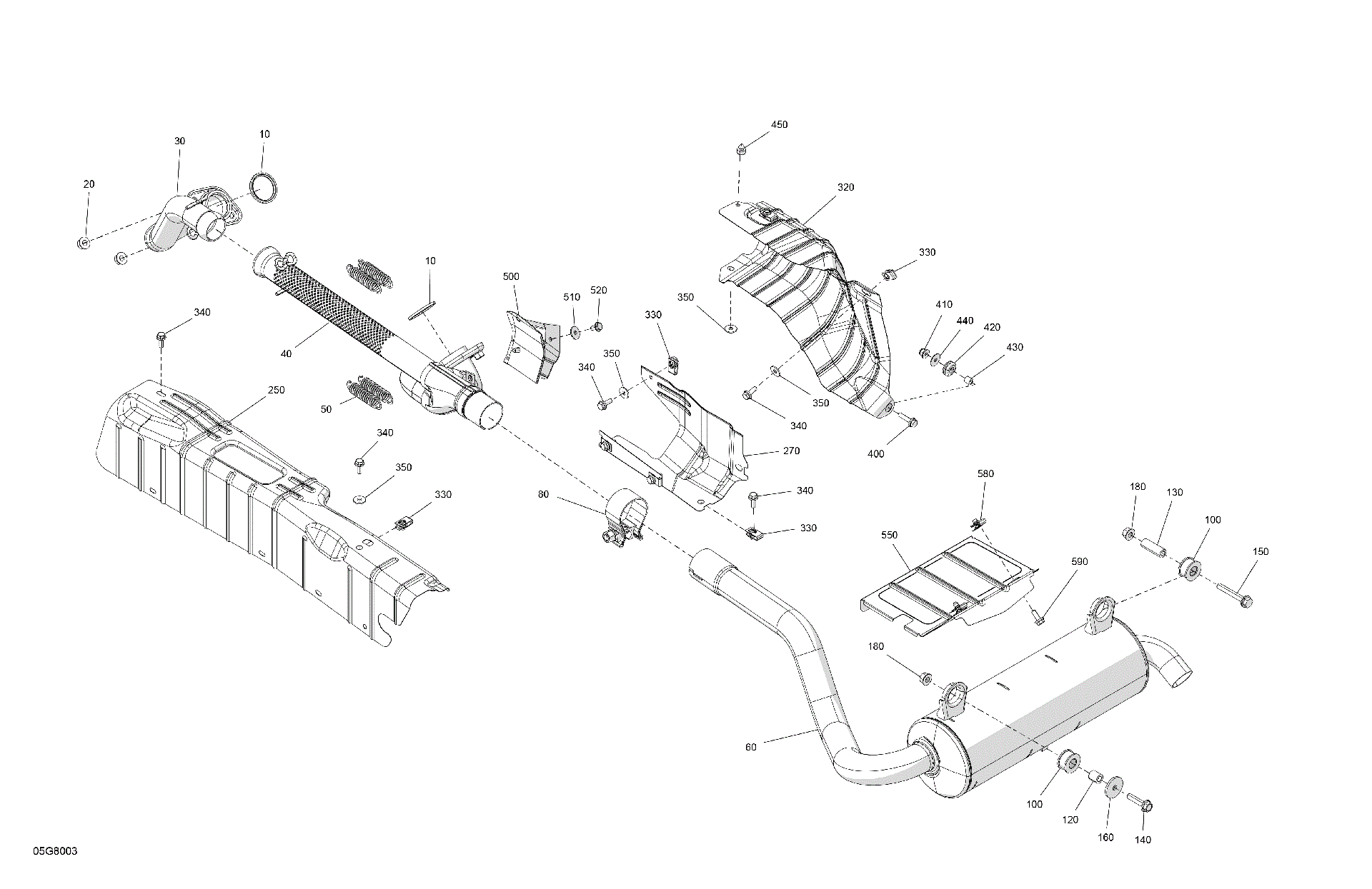 An Image of a Genuine Can-Am Parts Schematic Diagram showing the schematic - ENGINE - EXHAUST