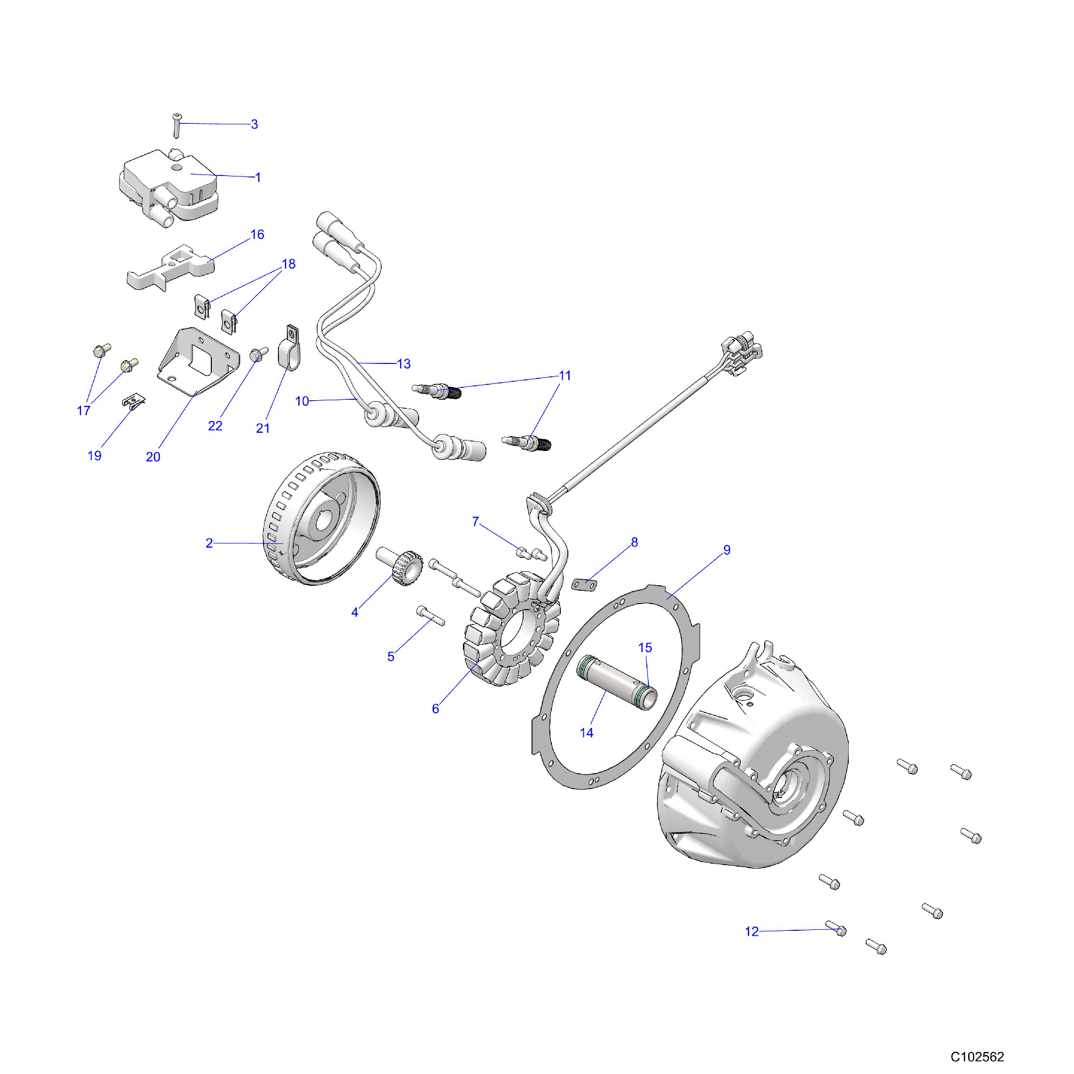 An Image of a Genuine Polaris Parts Schematic Diagram showing the schematic - ELECTRICAL: IGNITION SYSTEM - 2026 POLARIS SCRAMBLER 850 48"