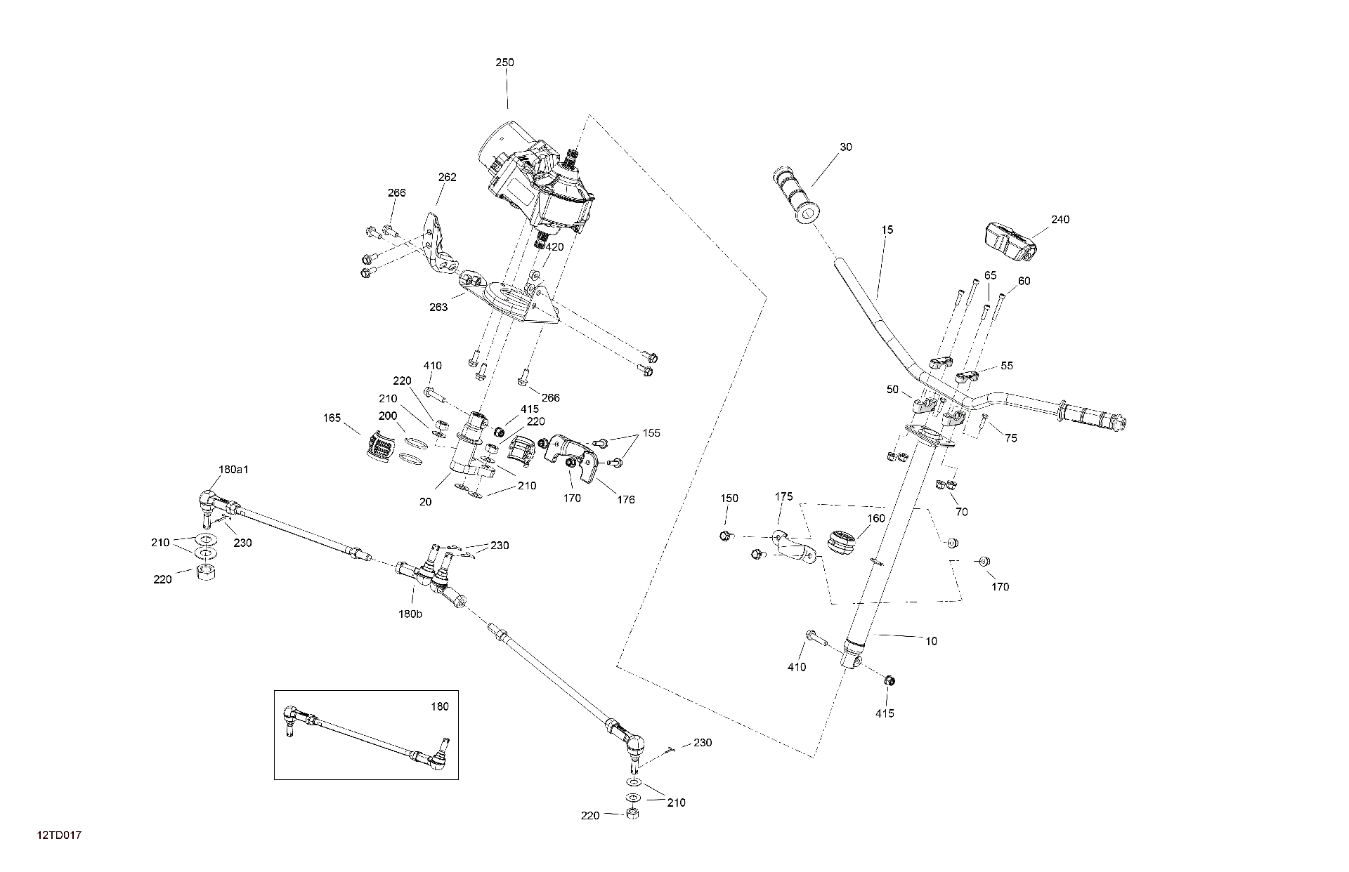 An Image of a Genuine Can-Am Parts Schematic Diagram showing the schematic - MECHANIC - STEERING