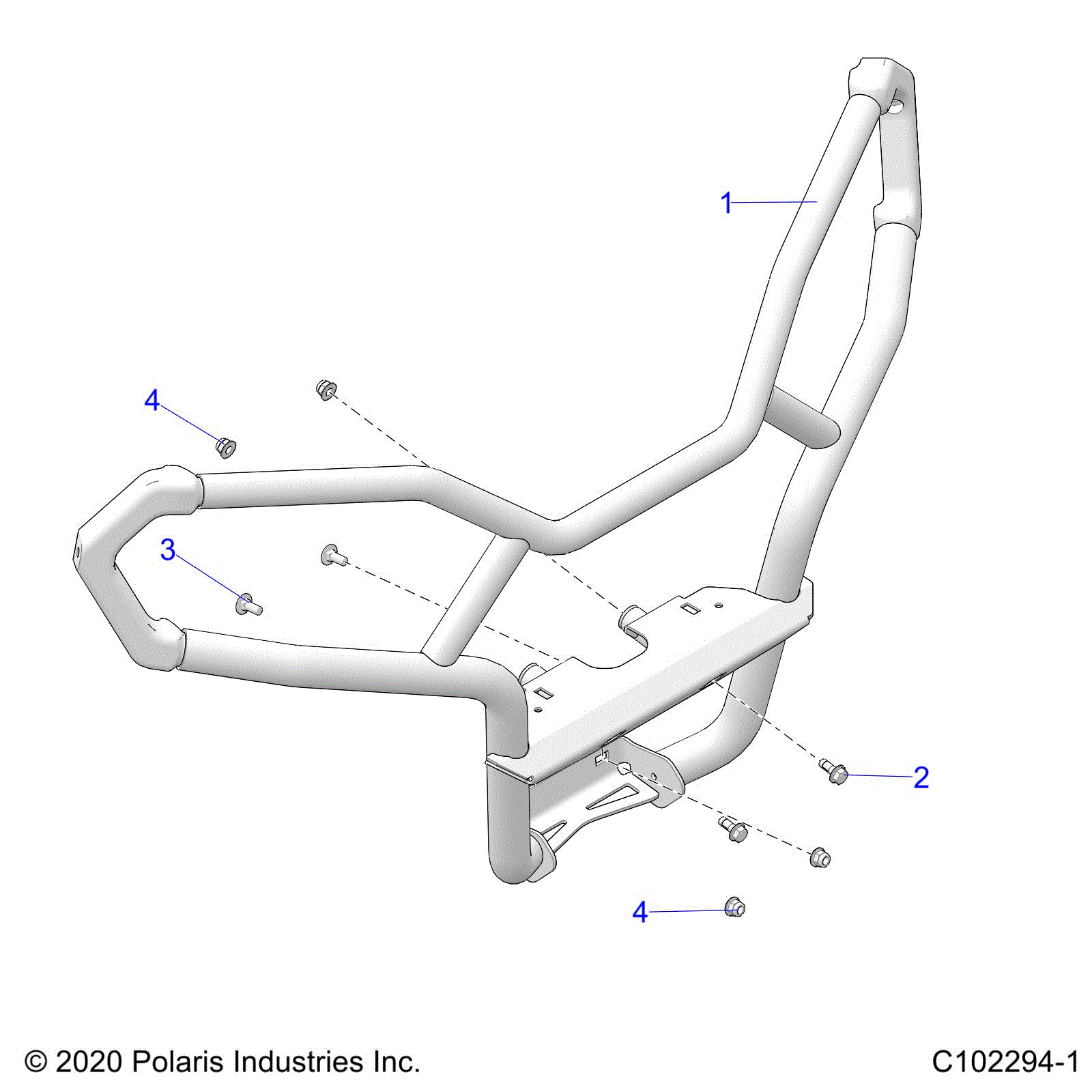 An Image of a Genuine Polaris Parts Schematic Diagram showing the schematic - BODY: FRONT BUMPER - 2026 POLARIS SPORTSMAN 570 6X6 EPS 49S