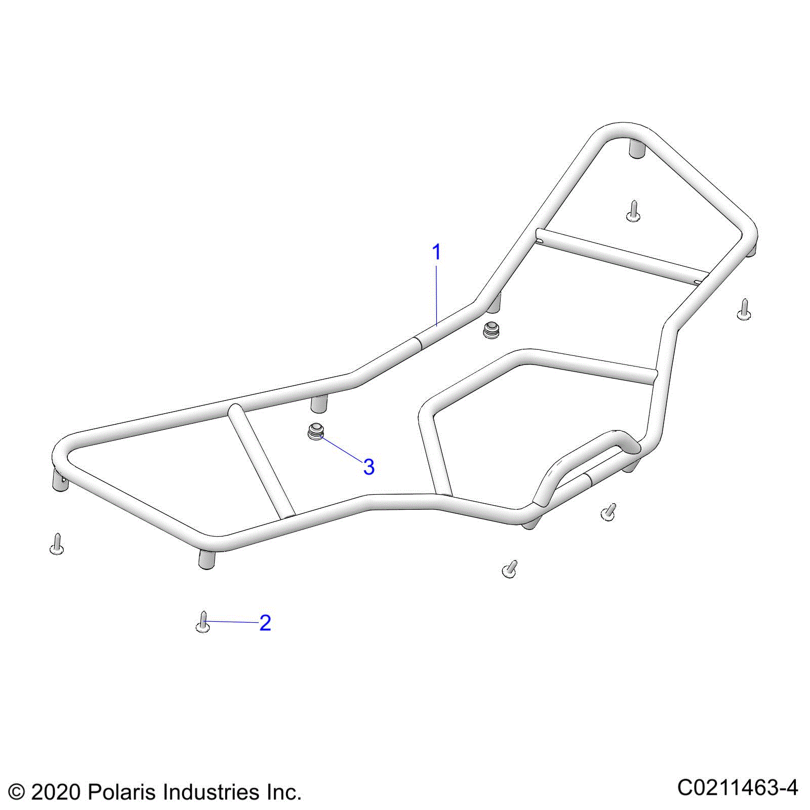 An Image of a Genuine Polaris Parts Schematic Diagram showing the schematic - BODY: FRONT RACK - 2021 POLARIS SPORTSMAN 570 UTILITY EPS