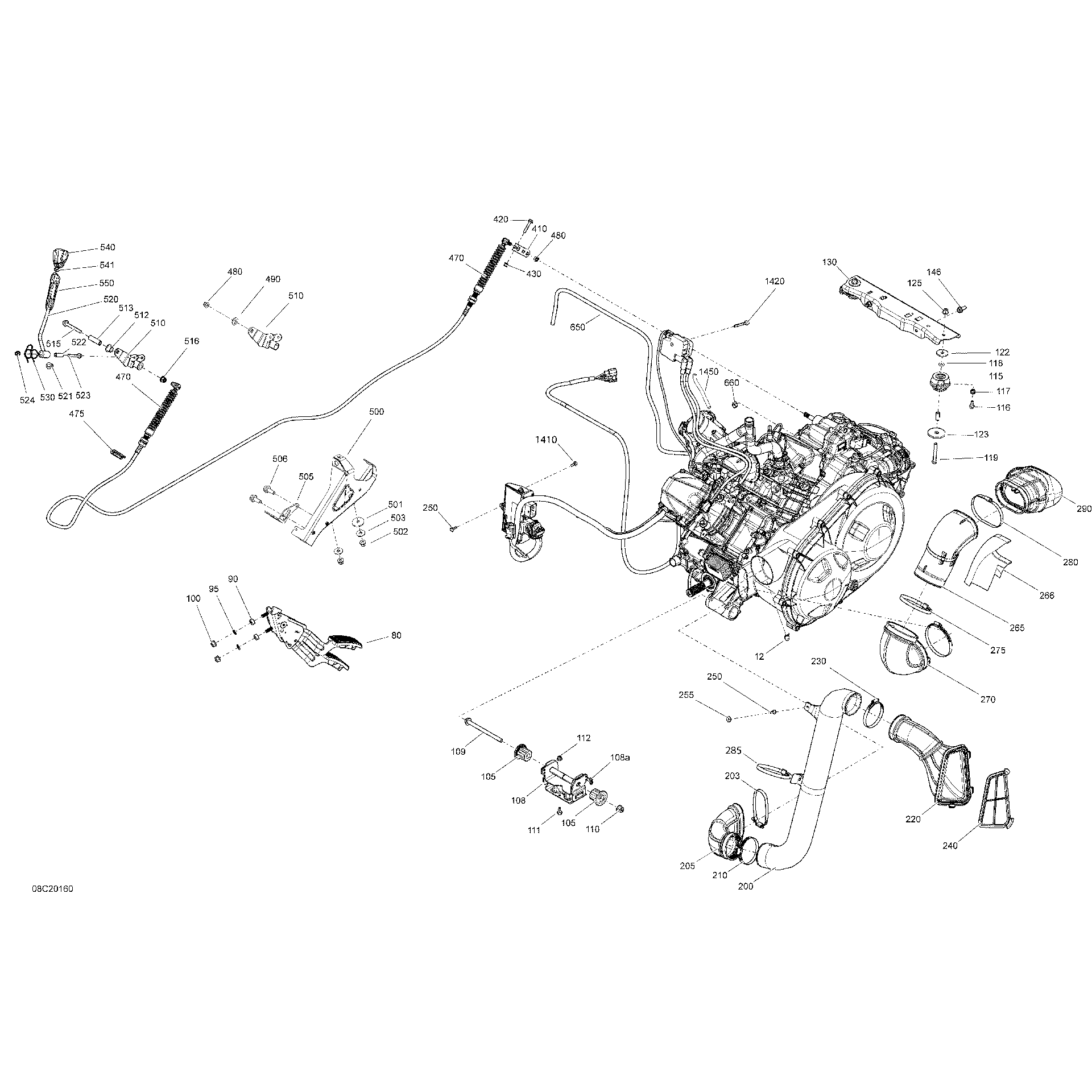An Image of a Genuine Can-Am Parts Schematic Diagram showing the schematic - ENGINE - VEHICULE