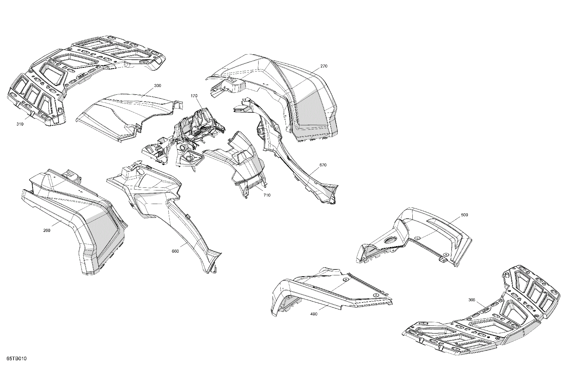 An Image of a Genuine Can-Am Parts Schematic Diagram showing the schematic - BODY - FENDER KIT
