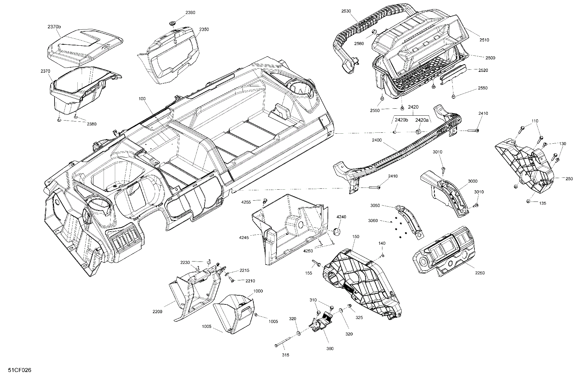 An Image of a Genuine Can-Am Parts Schematic Diagram showing the schematic - CAB INTERIOR - DASHBOARD