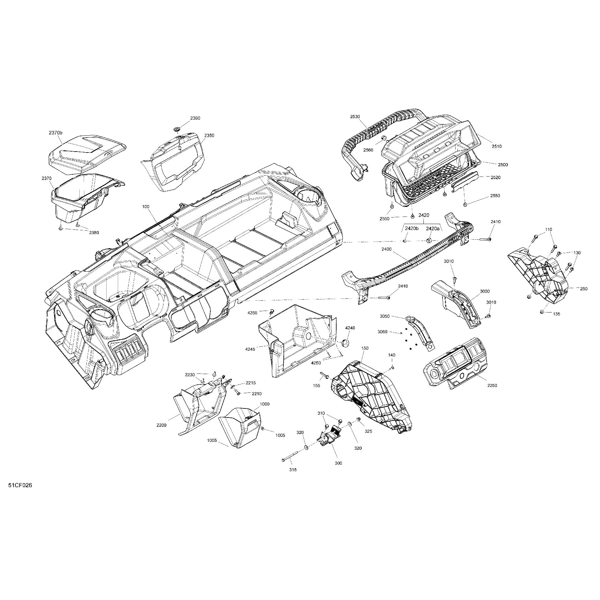 An Image of a Genuine Can-Am Parts Schematic Diagram showing the schematic - CAB INTERIOR - DASHBOARD