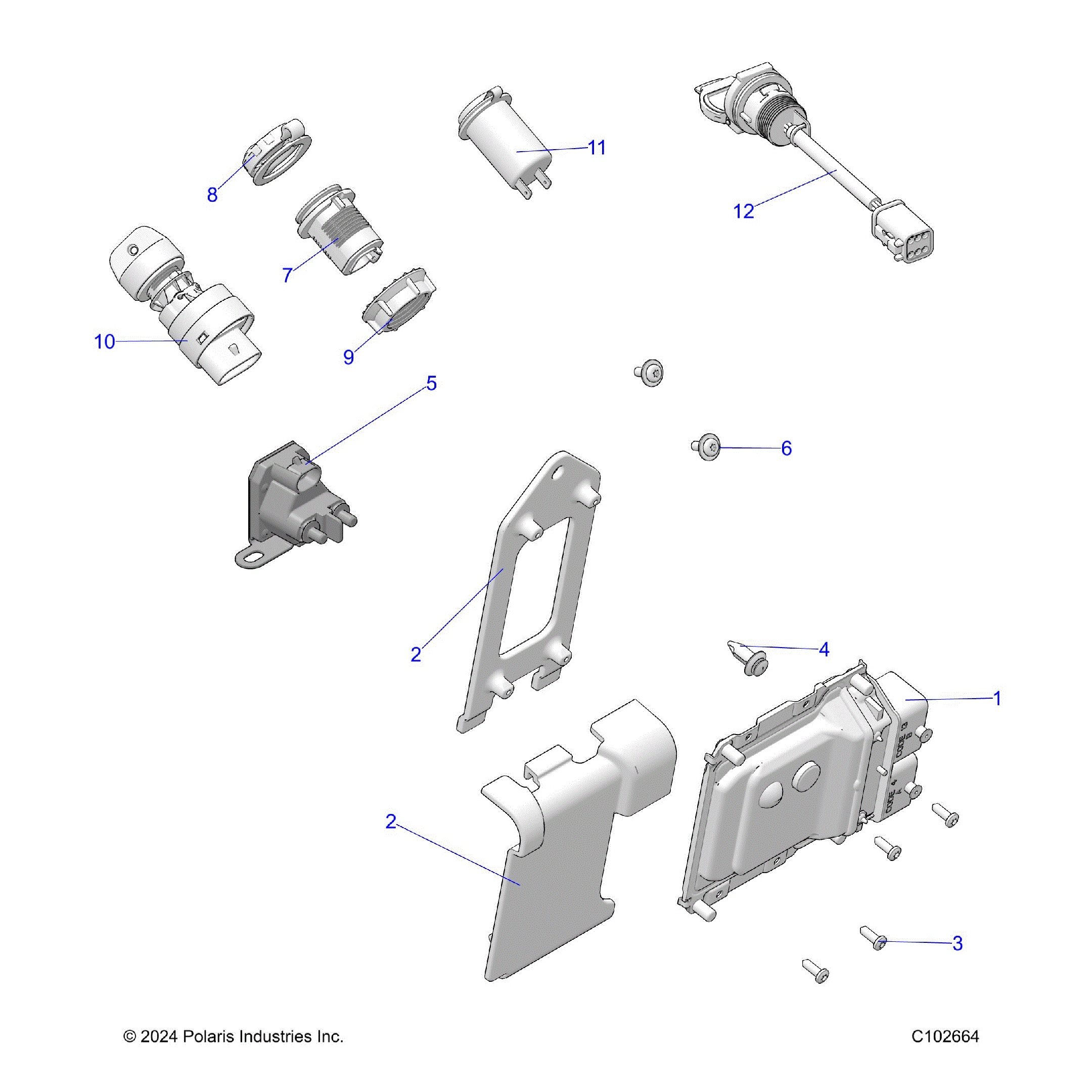 An Image of a Genuine Polaris Parts Schematic Diagram showing the schematic - ELECTRICAL: SWITCHES SENSORS and ECM - 2026 POLARIS SPORTSMAN TOURING 570 ULTIMATE