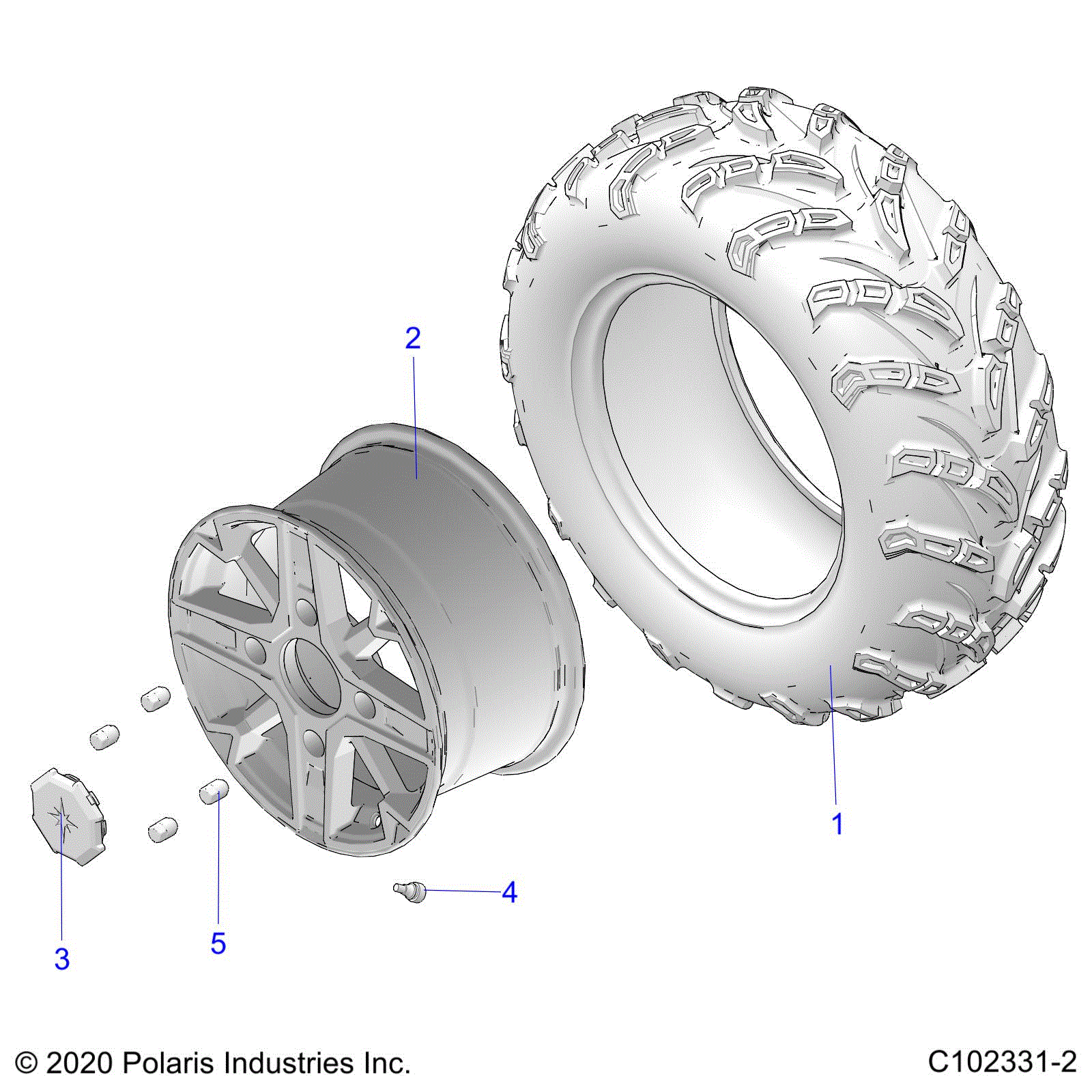 An Image of a Genuine Polaris Parts Schematic Diagram showing the schematic - WHEELS: REAR - 2025 POLARIS SPORTSMAN TOURING 850 48"