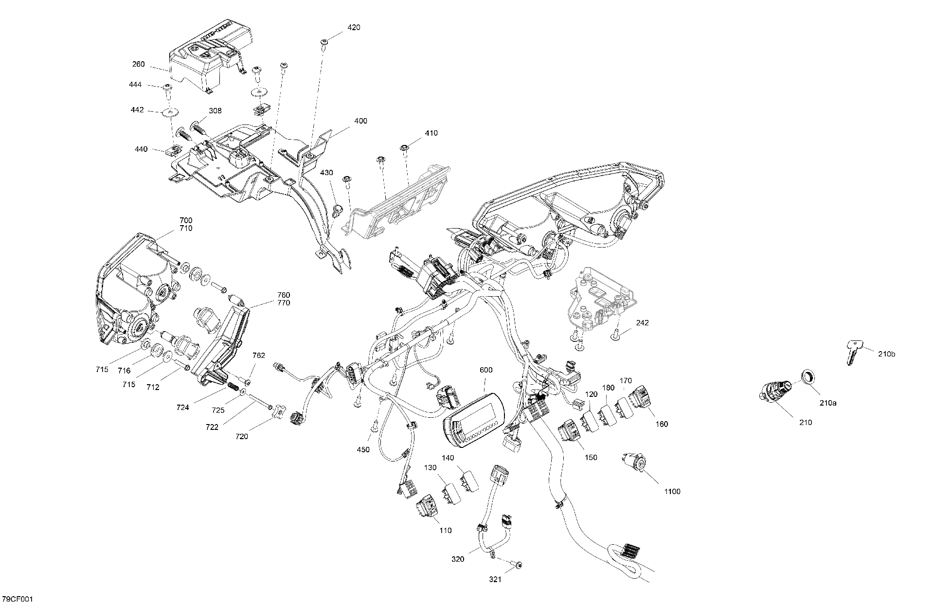 An Image of a Genuine Can-Am Parts Schematic Diagram showing the schematic - ELECTRIC - FRONT SECTION