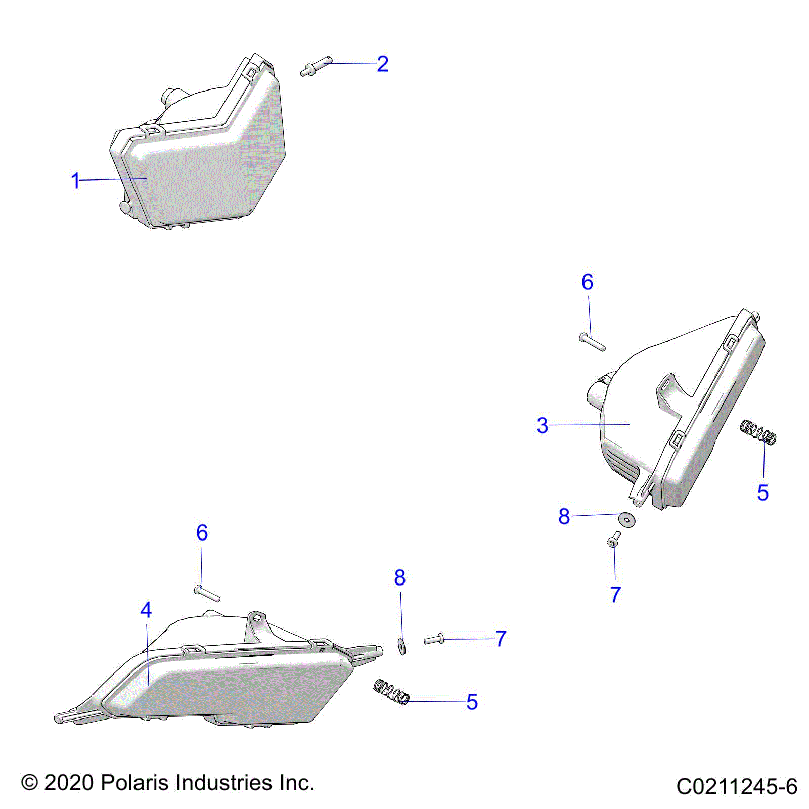 An Image of a Genuine Polaris Parts Schematic Diagram showing the schematic - ELECTRICAL: HEADLIGHTS - 2024 POLARIS SPORTSMAN 450 HO 50S