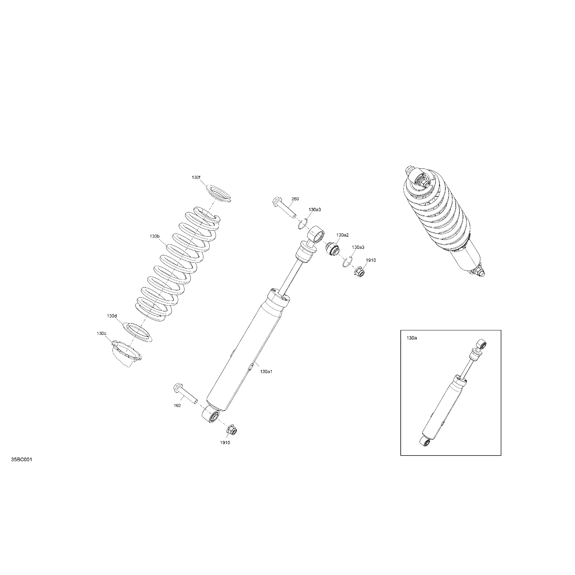 An Image of a Genuine Can-Am Parts Schematic Diagram showing the schematic - SUSPENSION - FRONT SHOCKS