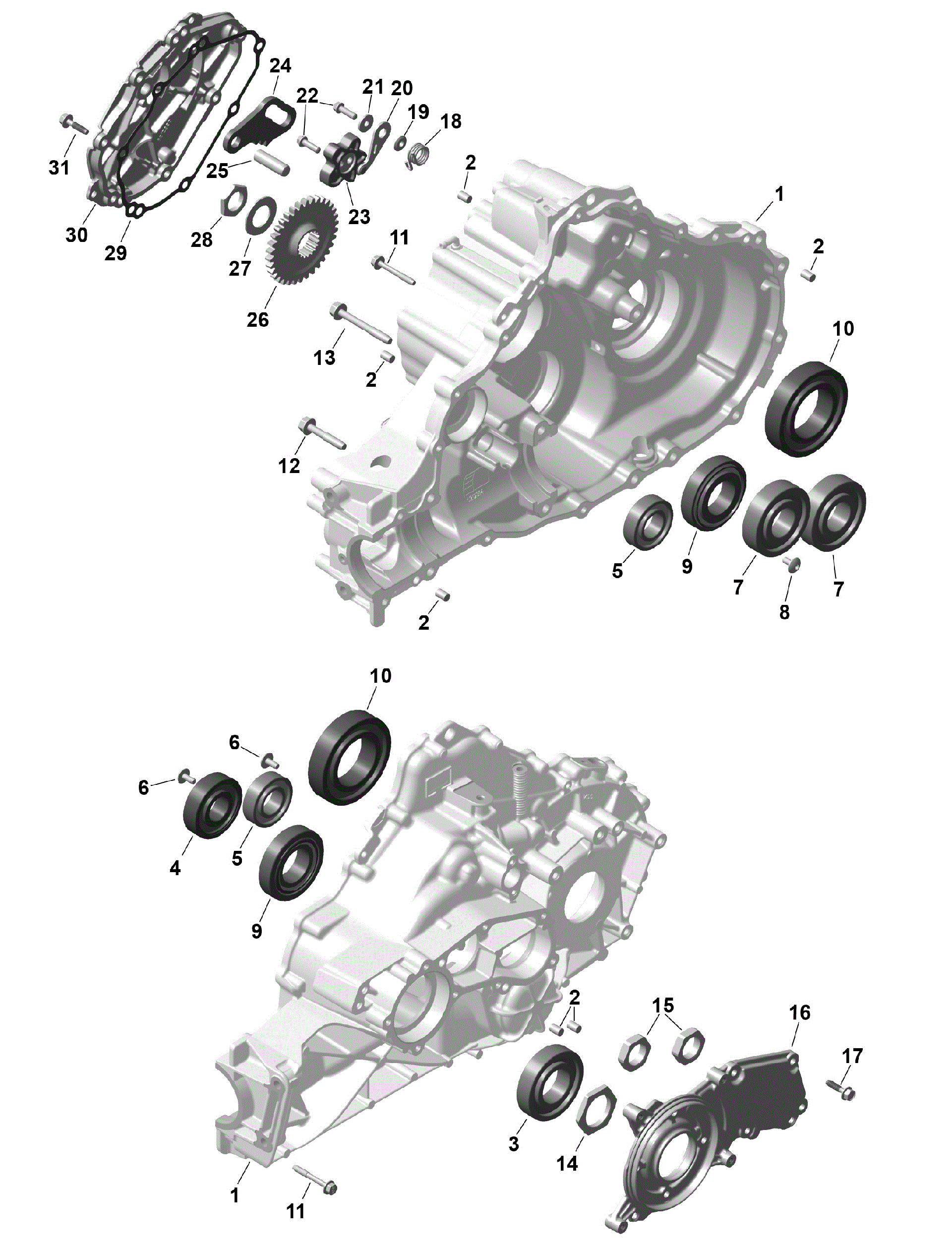 An Image of a Genuine Can-Am Parts Schematic Diagram showing the schematic - ROTAX - GEARBOX 1