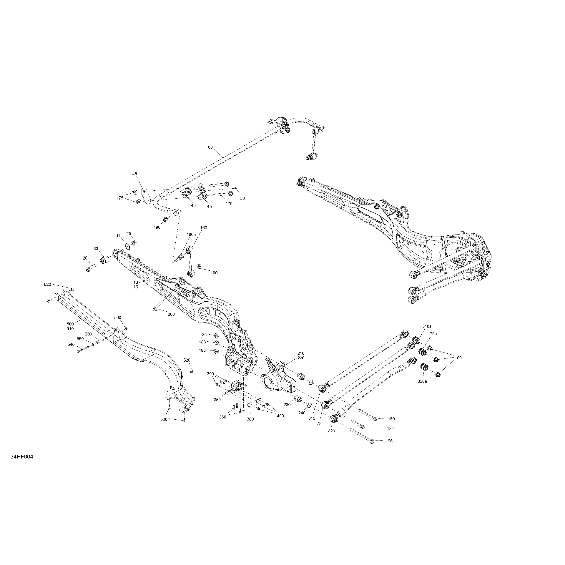 An Image of a Genuine Can-Am Parts Schematic Diagram showing the schematic - SUSPENSION - REAR COMPONENTS