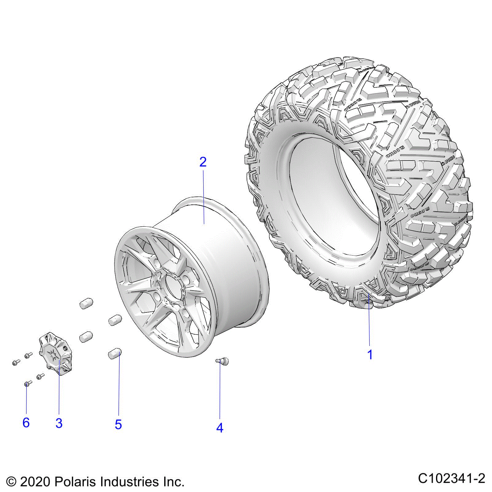 An Image of a Genuine Polaris Parts Schematic Diagram showing the schematic - WHEELS: REAR - 2025 POLARIS SPORTSMAN XP 1000 55"