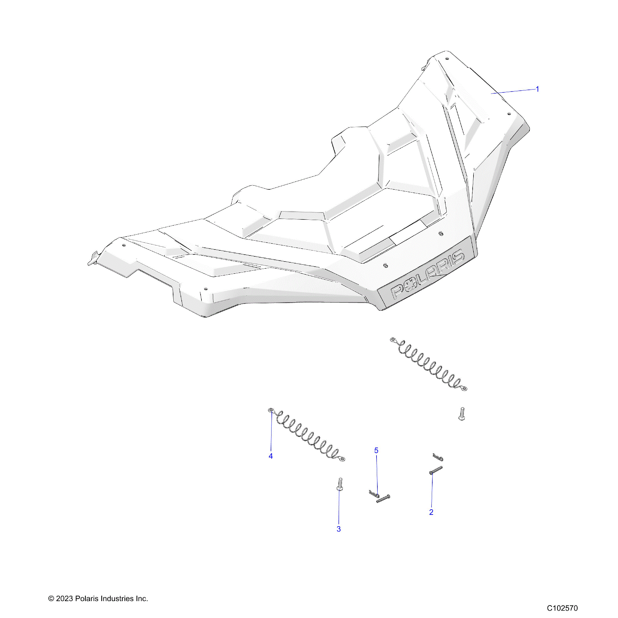 An Image of a Genuine Polaris Parts Schematic Diagram showing the schematic - BODY: FRONT RACK - 2024 POLARIS SPORTSMAN 570 EPS