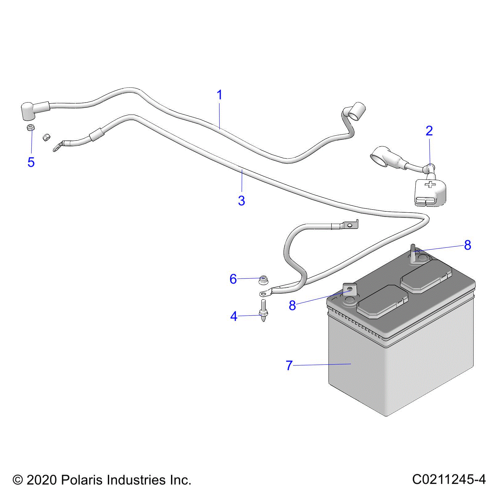 An Image of a Genuine Polaris Parts Schematic Diagram showing the schematic - ELECTRICAL: BATTERY - 2021 POLARIS SPORTSMAN 570 HUNTER EDITION
