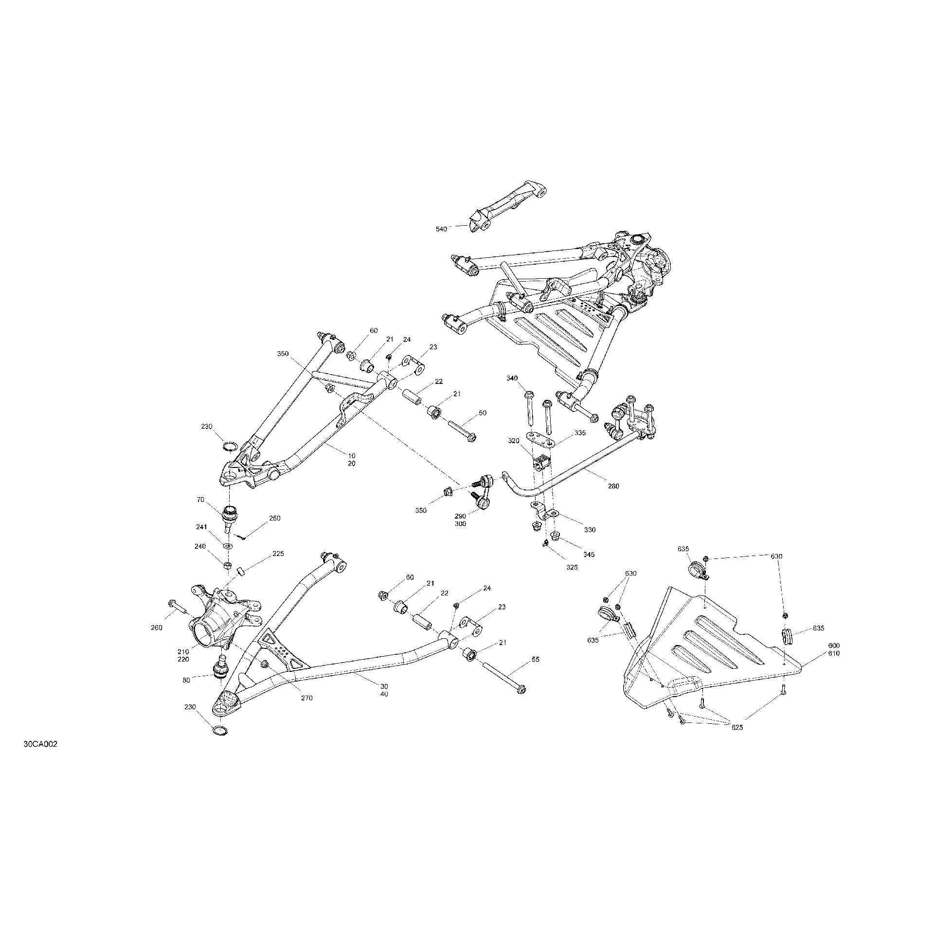 An Image of a Genuine Can-Am Parts Schematic Diagram showing the schematic - SUSPENSION - FRONT