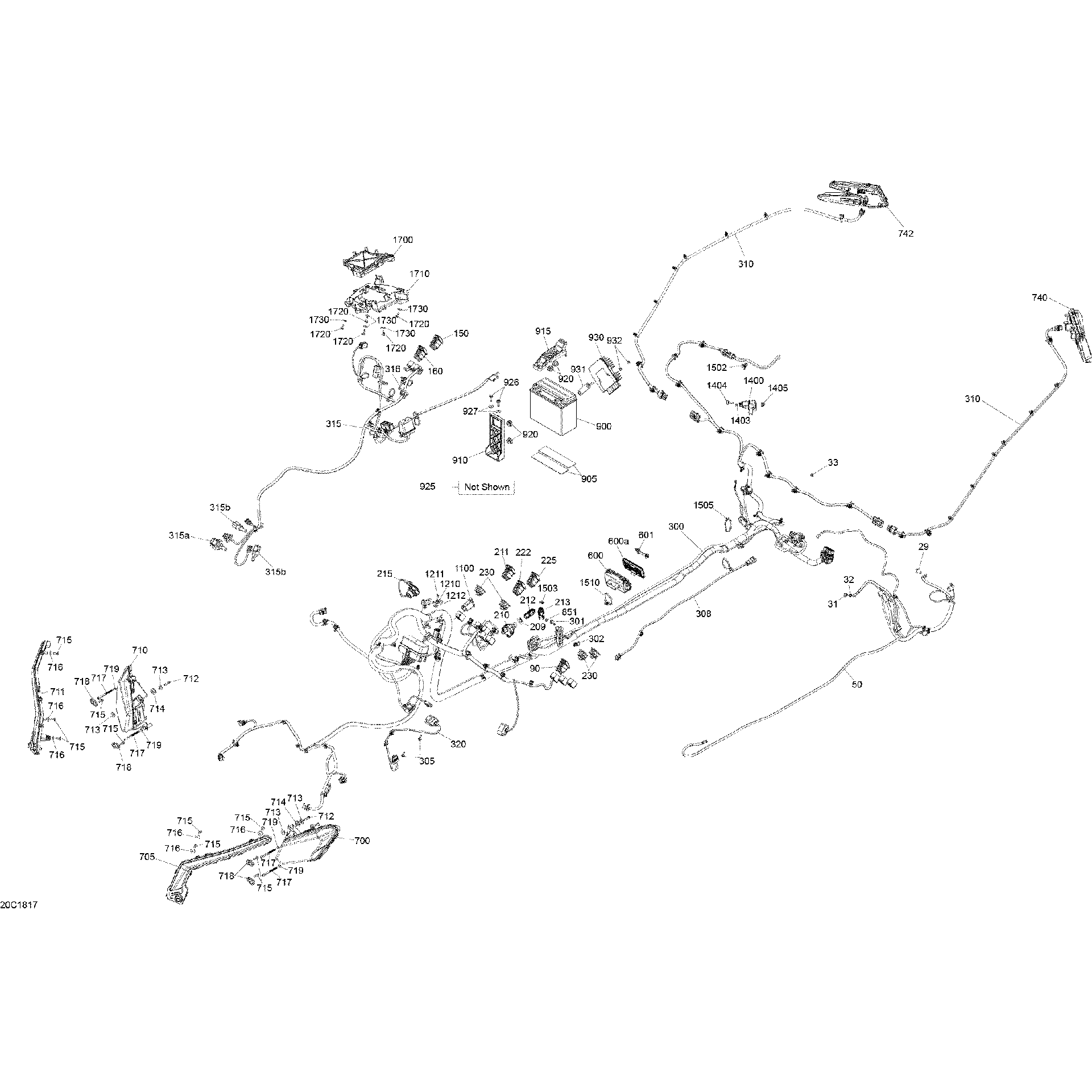 An Image of a Genuine Can-Am Parts Schematic Diagram showing the schematic - ELECTRICAL MAVERICK X3 - SML - MAX