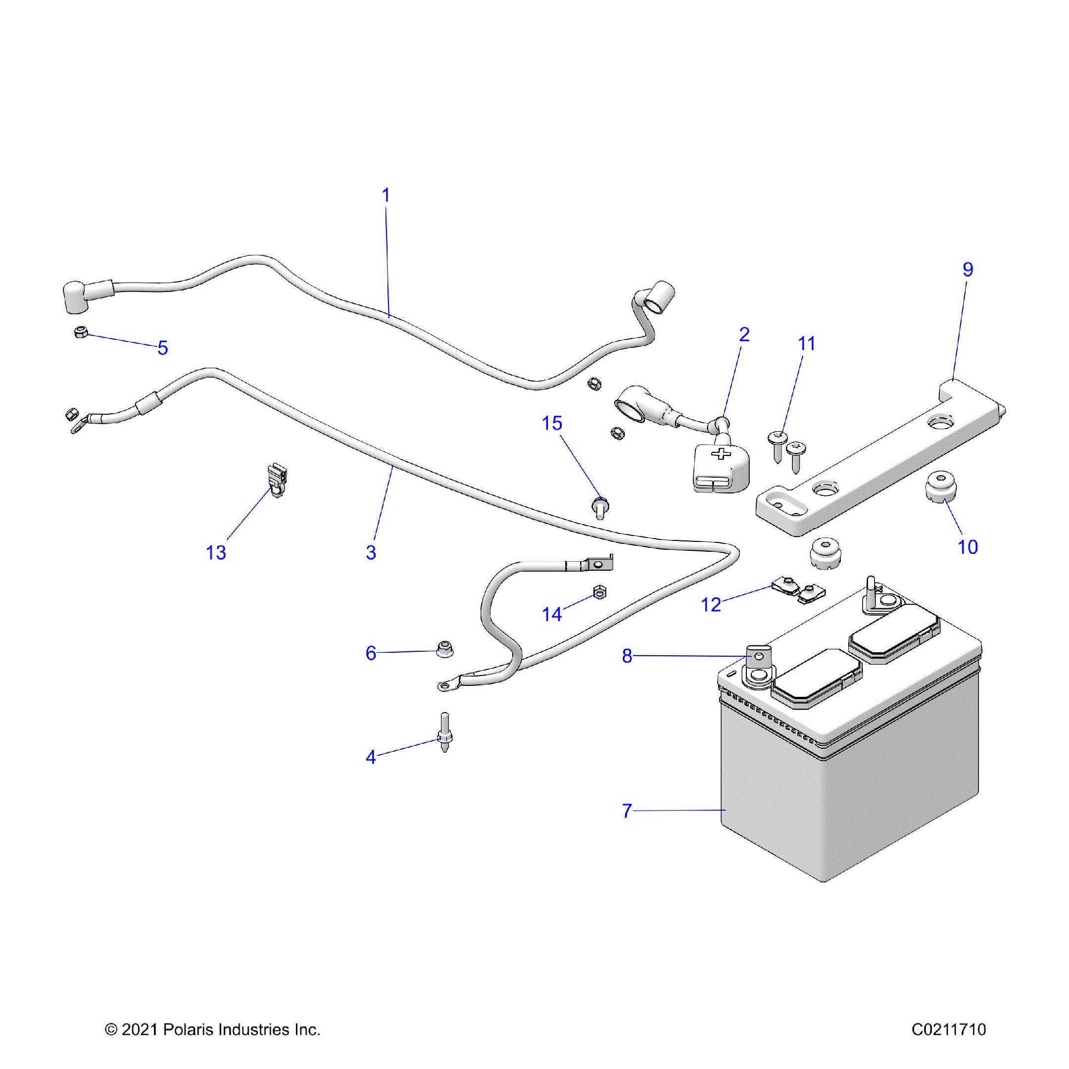 An Image of a Genuine Polaris Parts Schematic Diagram showing the schematic - ELECTRICAL: BATTERY - 2026 POLARIS SPORTSMAN 570 X2 EPS