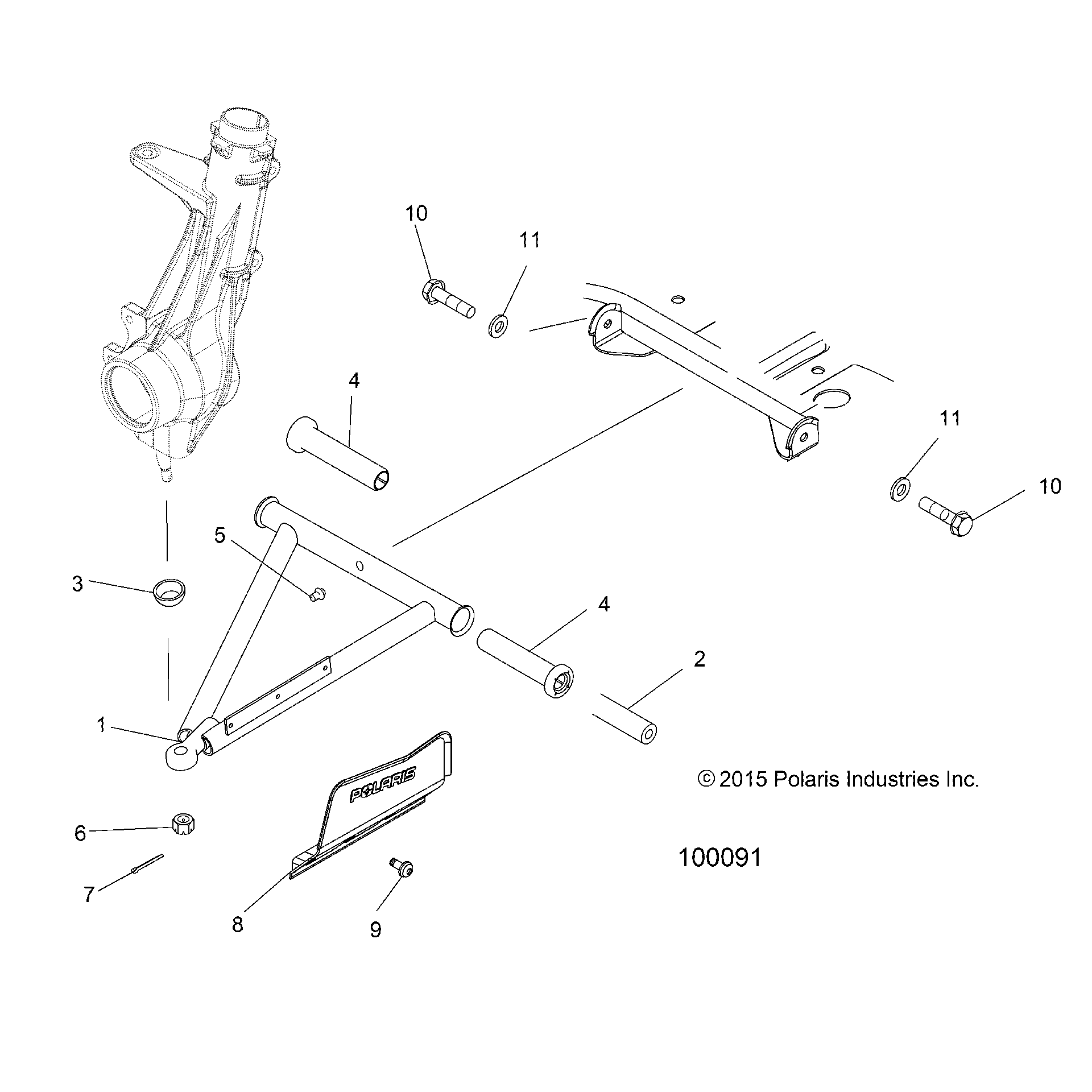 An Image of a Genuine Polaris Parts Schematic Diagram showing the schematic - SUSPENSION: A-ARM and STRUT MOUNTING - 2017 POLARIS SPORTSMAN 570 EFI X2 EPS