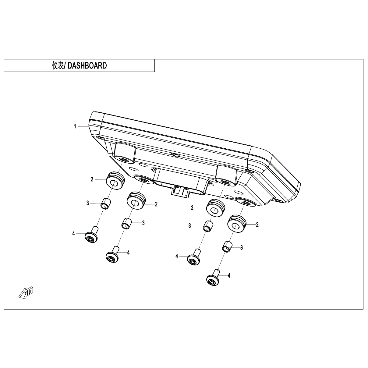 An Image of a genuine CFMOTO Parts Schematic Diagram showing the group - DASHBOARD (7 INCH) - 2024 CFMOTO CFORCE 1000 TOURING