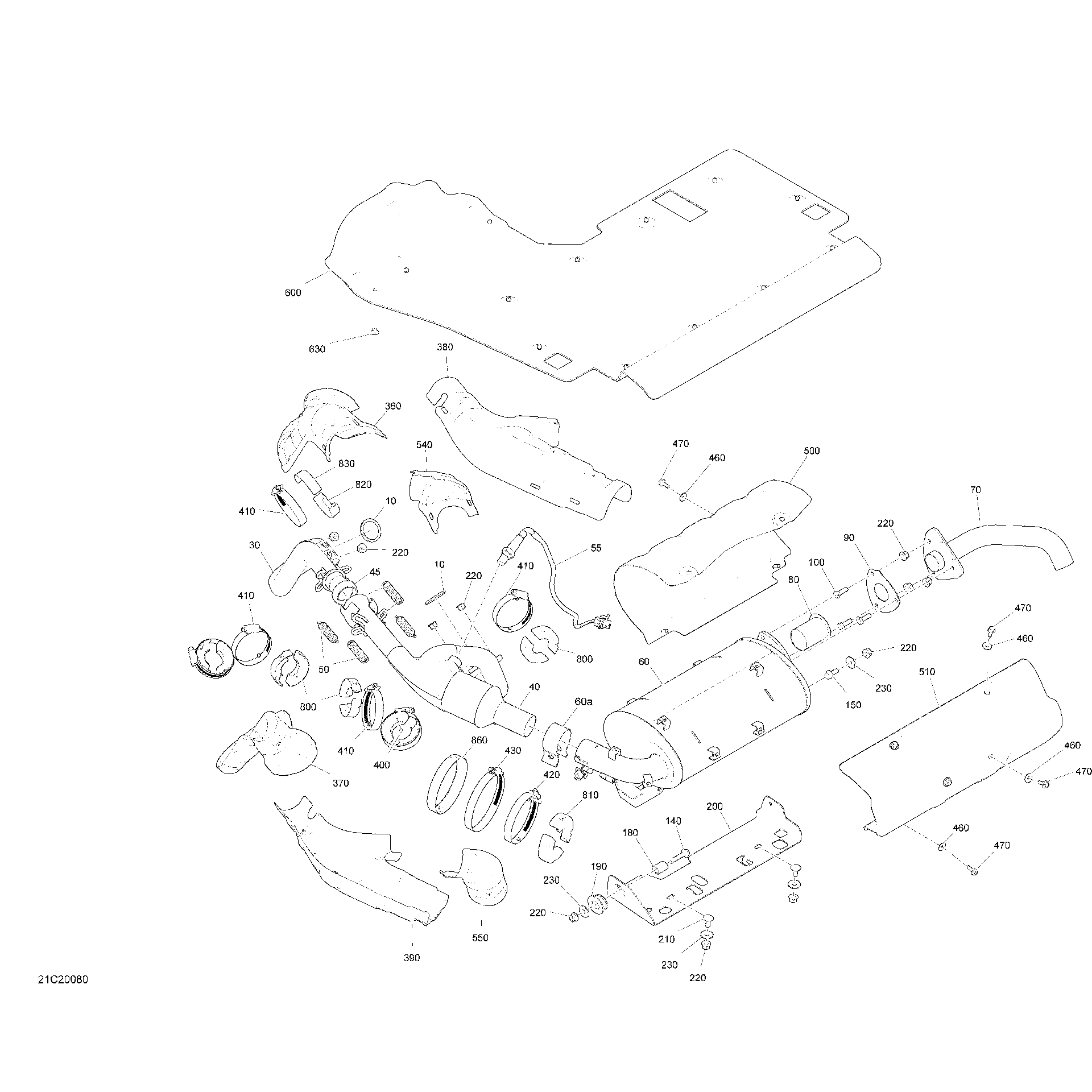 An Image of a Genuine Can-Am Parts Schematic Diagram showing the schematic - EXHAUST