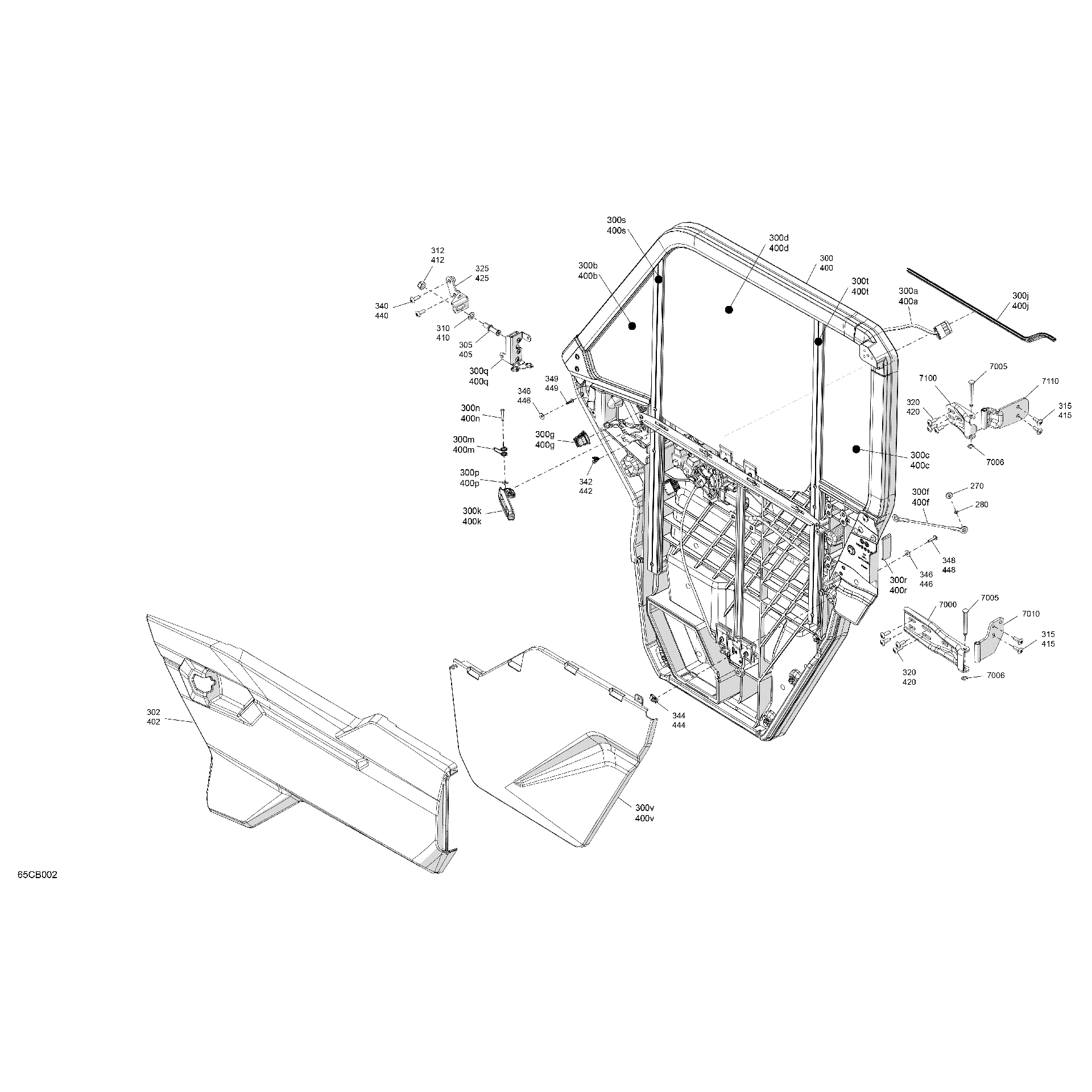 An Image of a Genuine Can-Am Parts Schematic Diagram showing the schematic - ENCLOSURE CAB - DOORS