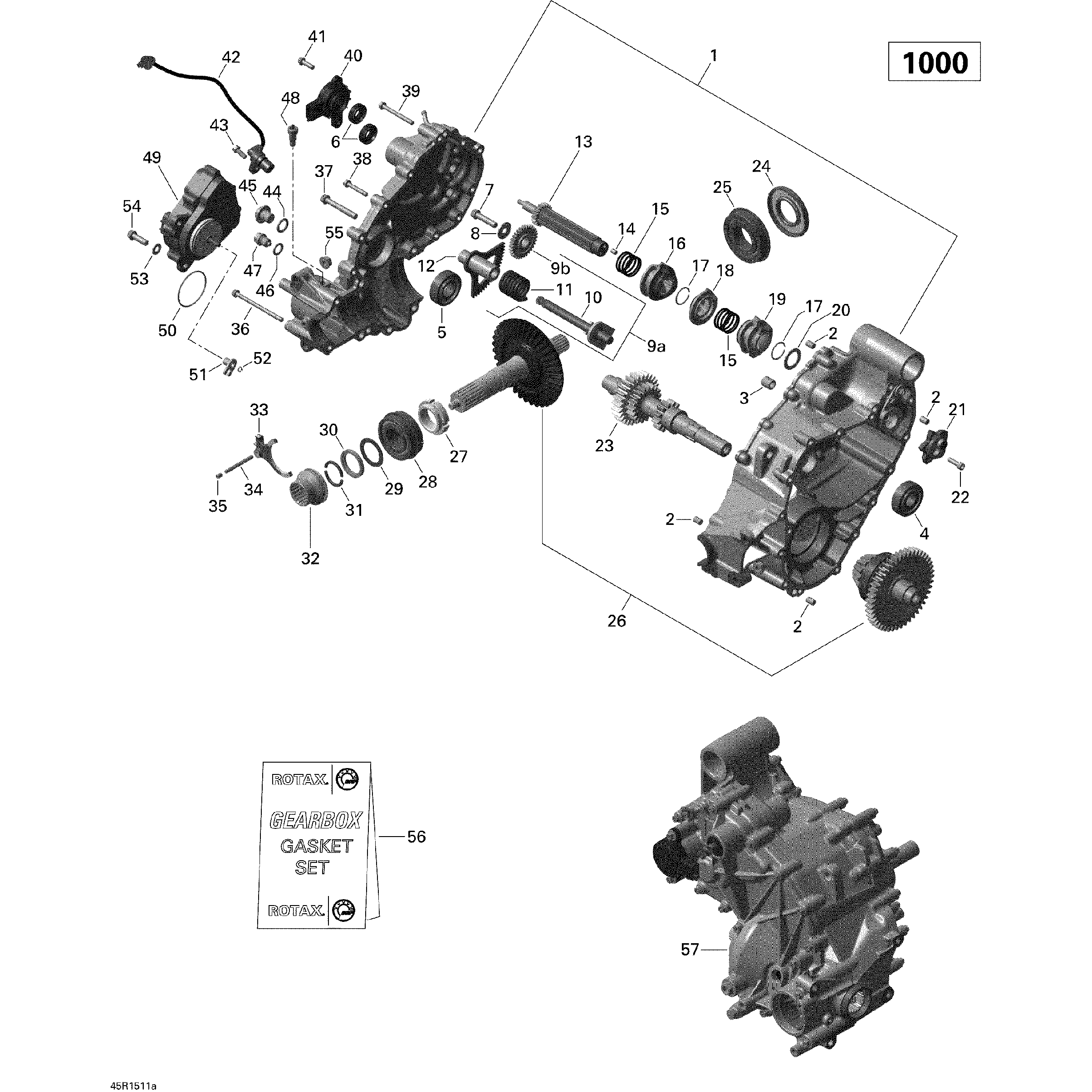 An Image of a Genuine Can-Am Parts Schematic Diagram showing the schematic - GEAR BOX 1_45R1511A