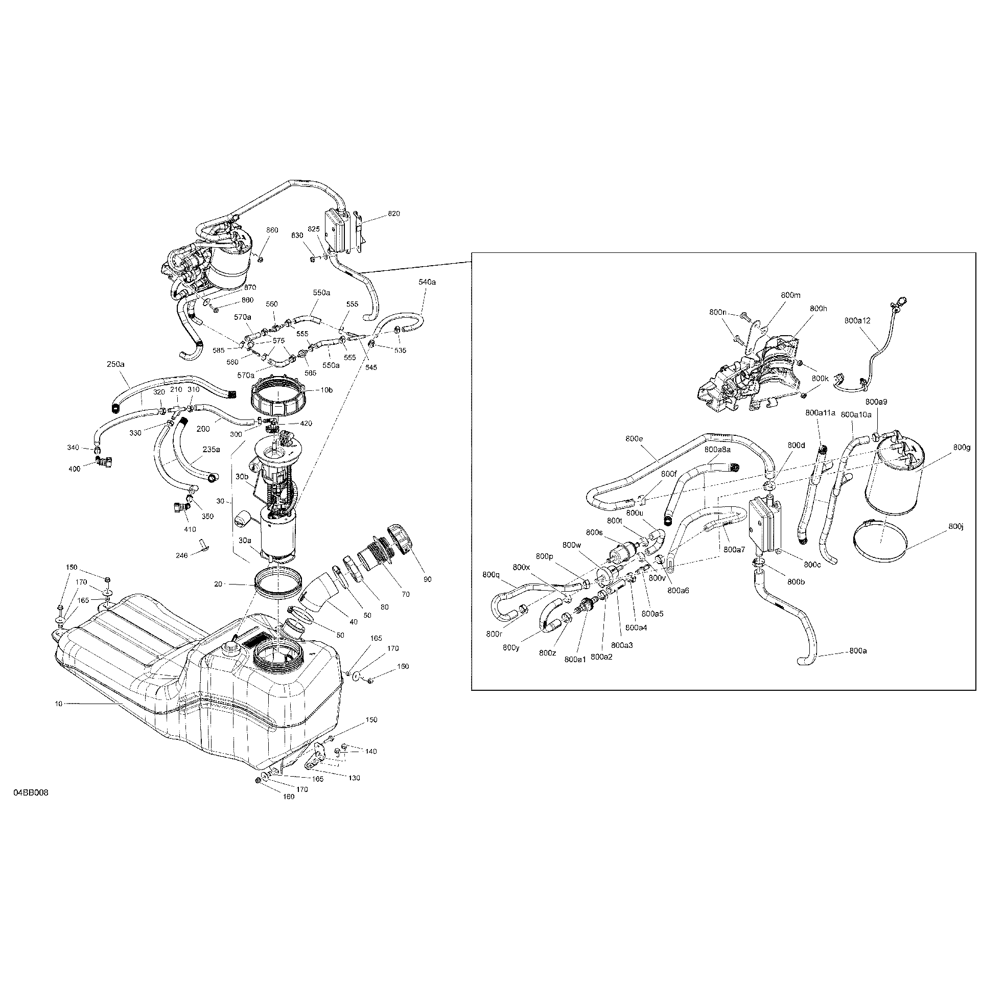 An Image of a Genuine Can-Am Parts Schematic Diagram showing the schematic - ENGINE - FUEL - EVAP