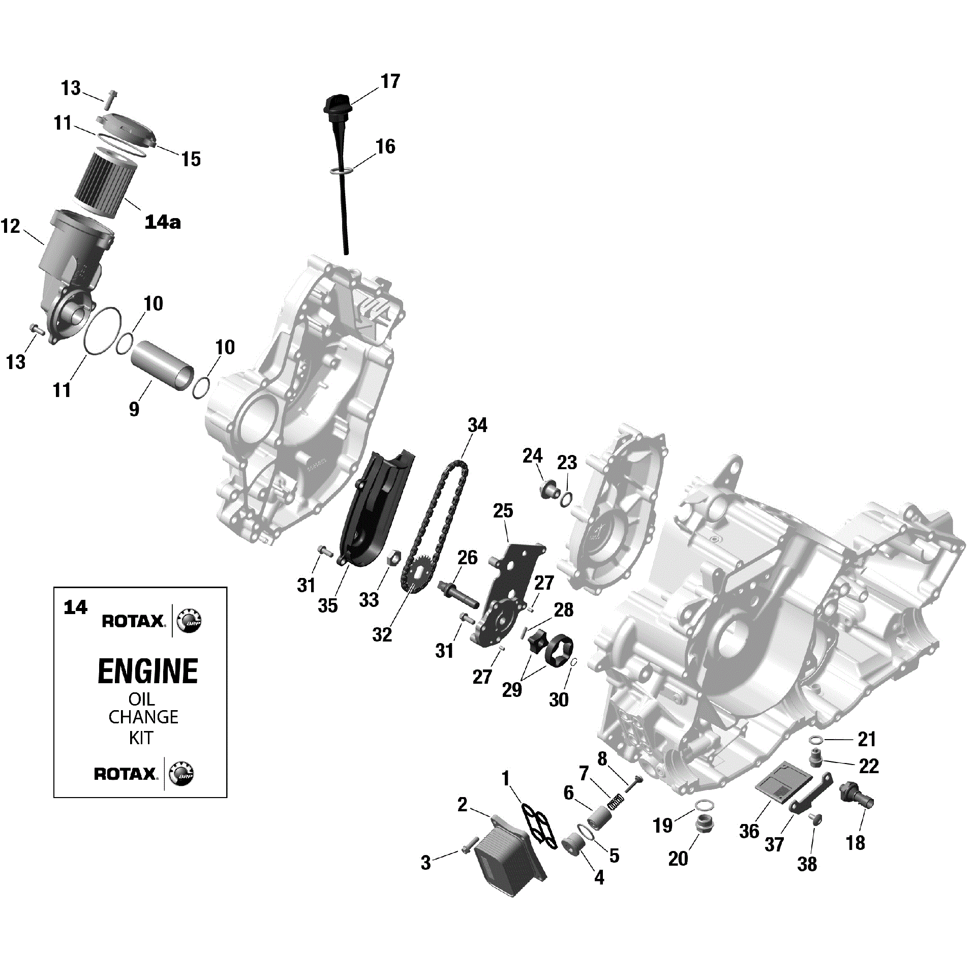 An Image of a Genuine Can-Am Parts Schematic Diagram showing the schematic - ROTAX - ENGINE LUBRICATION